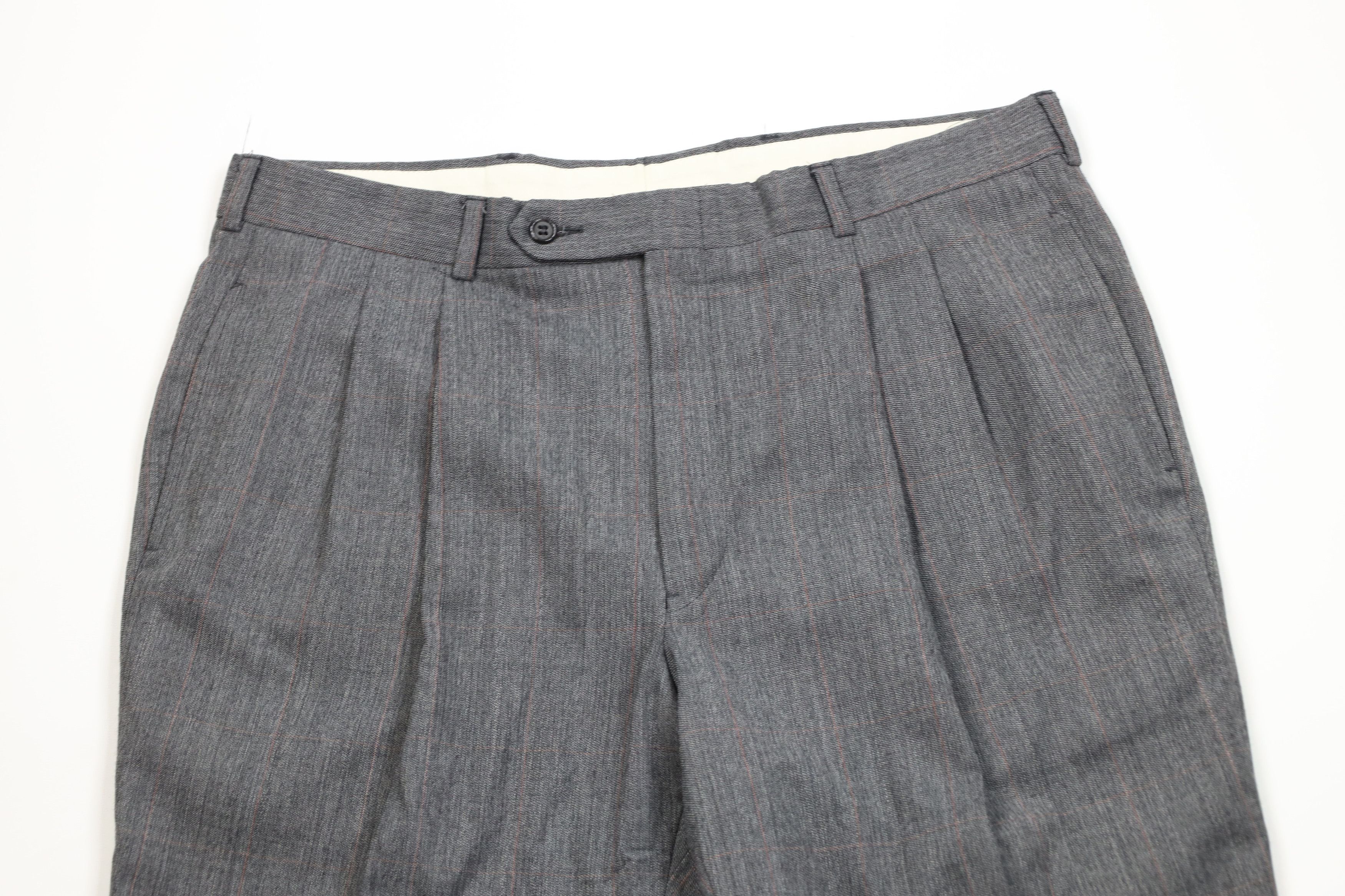 Vintage Vintage 70s Streetwear Wool Wide Leg Chino Pants Plaid USA Size US 36 / EU 52 - 2 Thumbnail