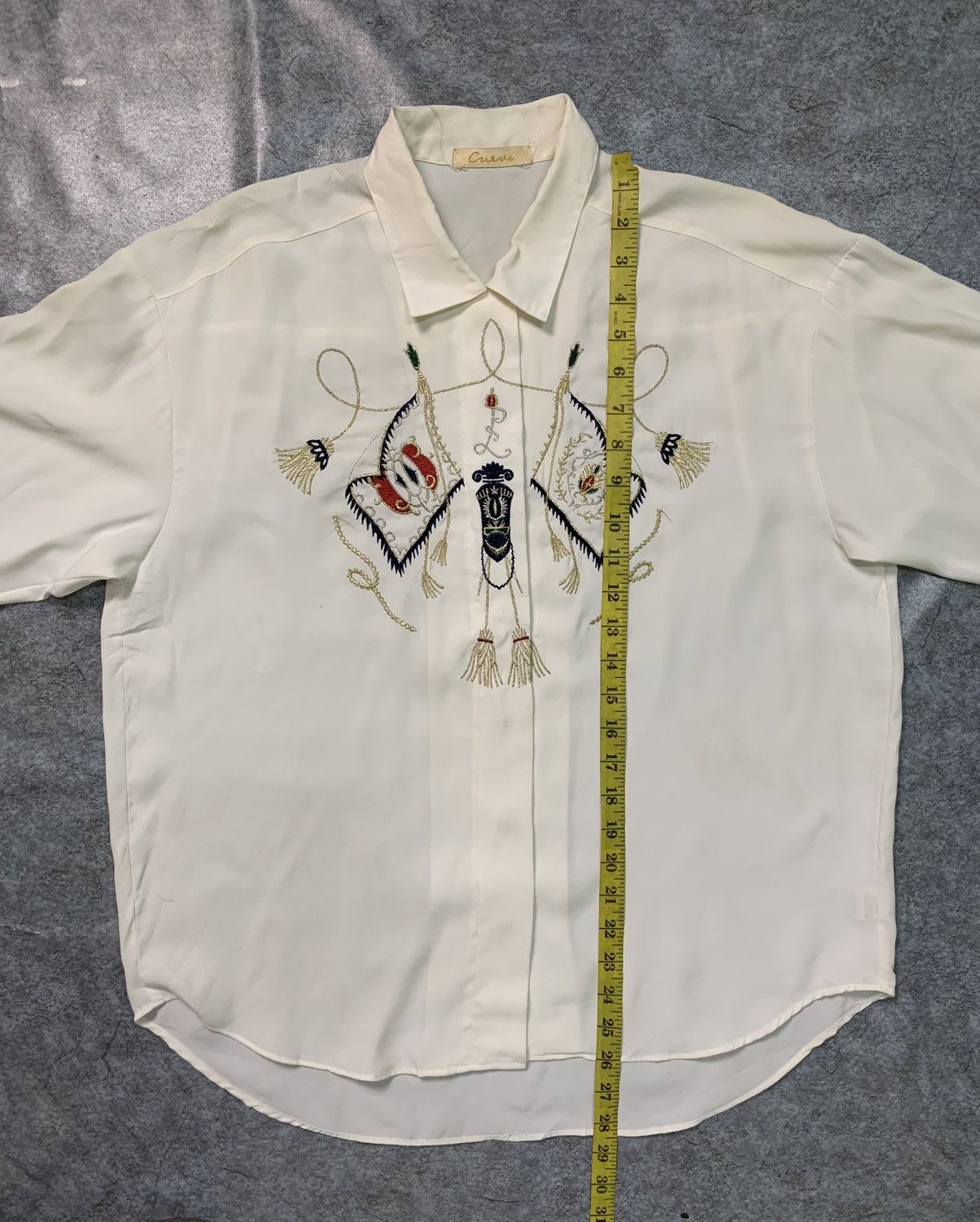 Vintage Rate Design Vintage Curve Long-Sleeved Button-Down Blouse Size L / US 10 / IT 46 - 8 Thumbnail