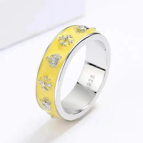 Japanese Brand × Jewelry × Vintage Creative Handmade Yellow Enamel Heart Ring Size ONE SIZE - 3 Thumbnail