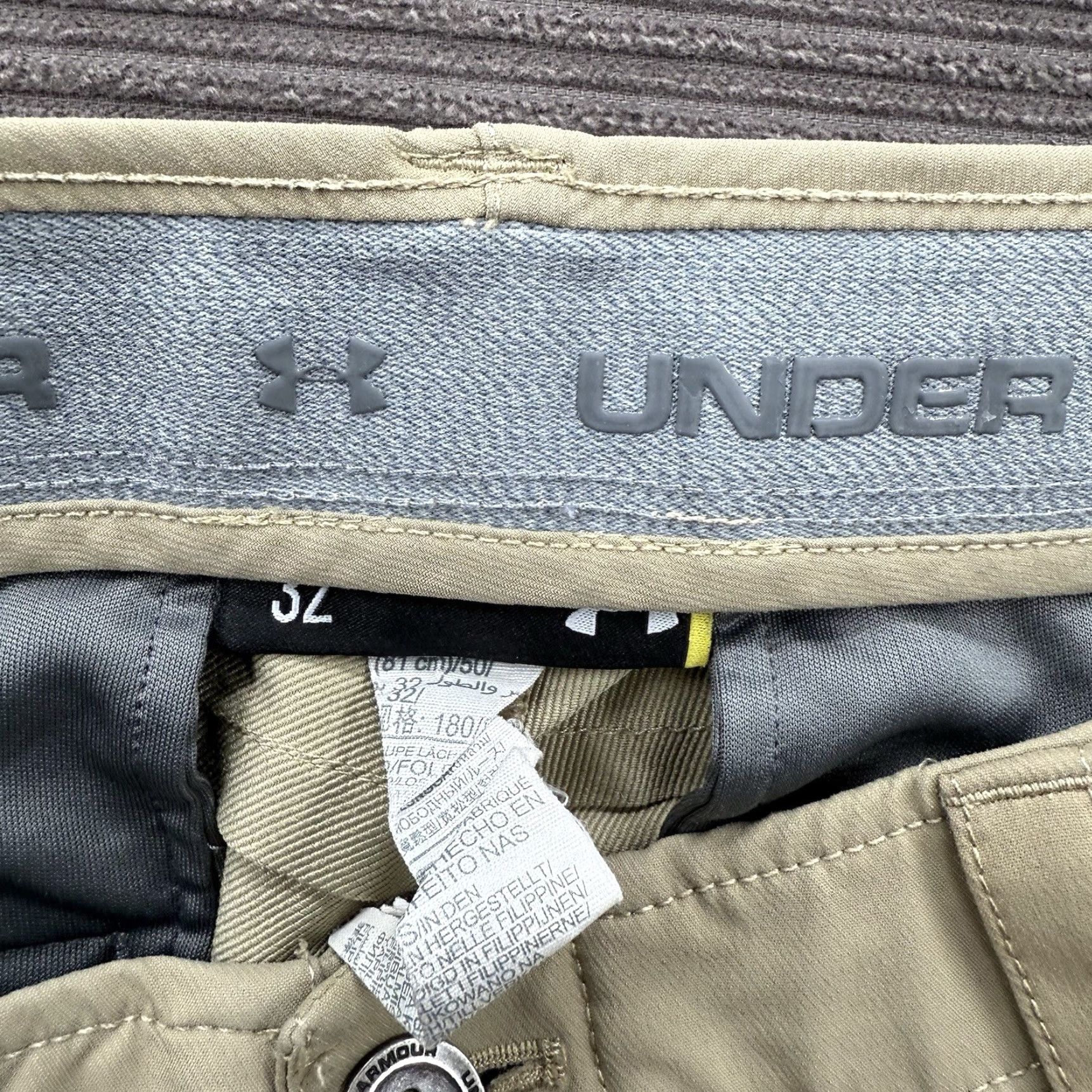 Under Armour Under Armour Shorts Men 32 Brown Nylon Performance Golf Outdoors Chino Pockets Logo Zipper 10in Inseam Regular Mens Size US 32 / EU 48 - 3 Thumbnail