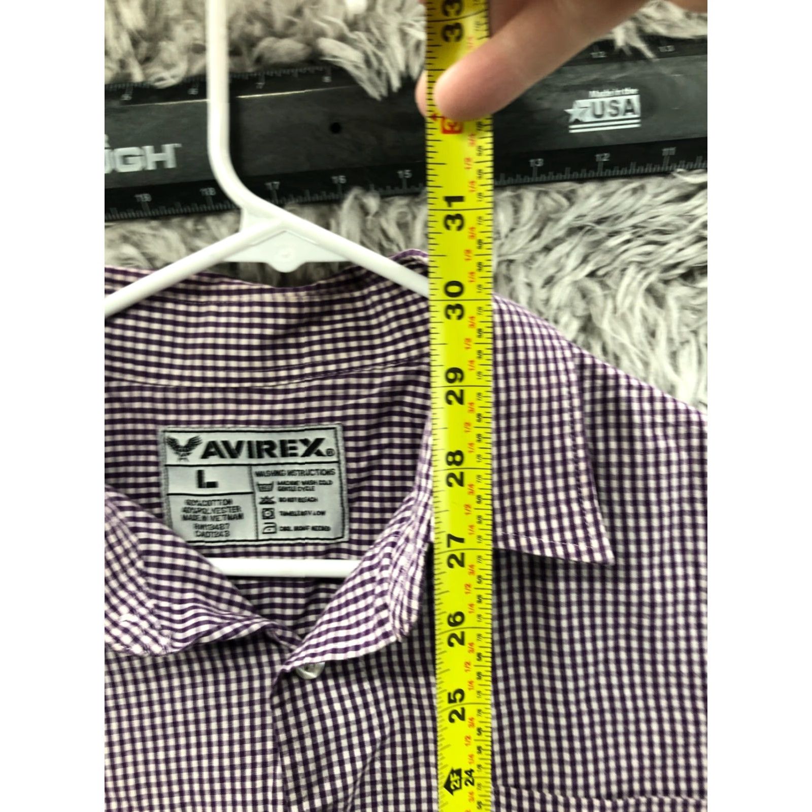 Avirex Avirex Shirt L Mens Short Sleeve Purple Check Button-Up Shirt Size US L / EU 52-54 / 3 - 5 Thumbnail