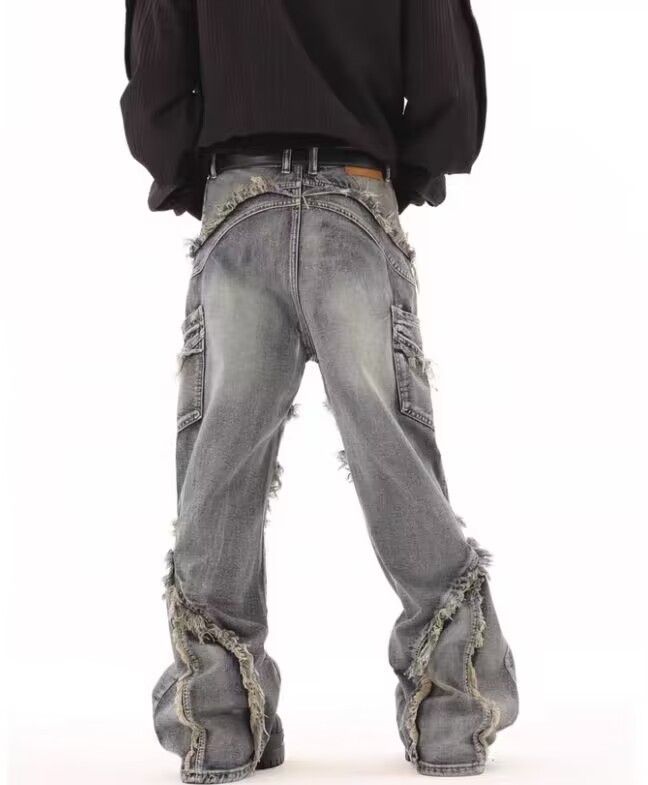 Japanese Brand × Jean Retro ruined whiskering design washed distressed jeans Size US 33 - 8 Thumbnail