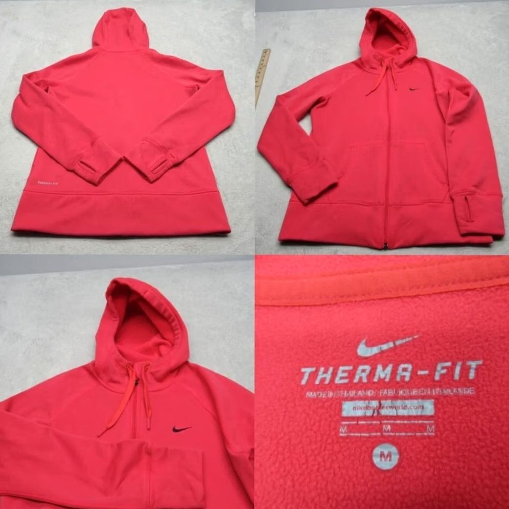 Nike Nike Hoodie Womens Medium Red Therma-FIT Full Zip Thumbholes Athletic Womens Short Form? Size M / US 6-8 / IT 42-44 - 2 Thumbnail