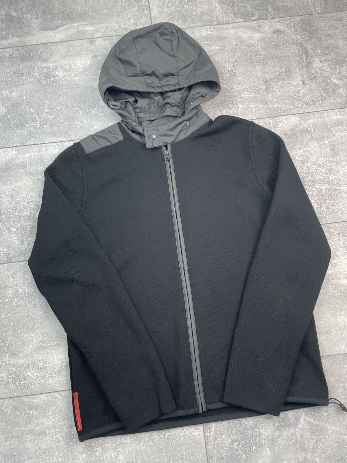 Prada Sport Knit Wool Nylon Zip Hoodie Jacket