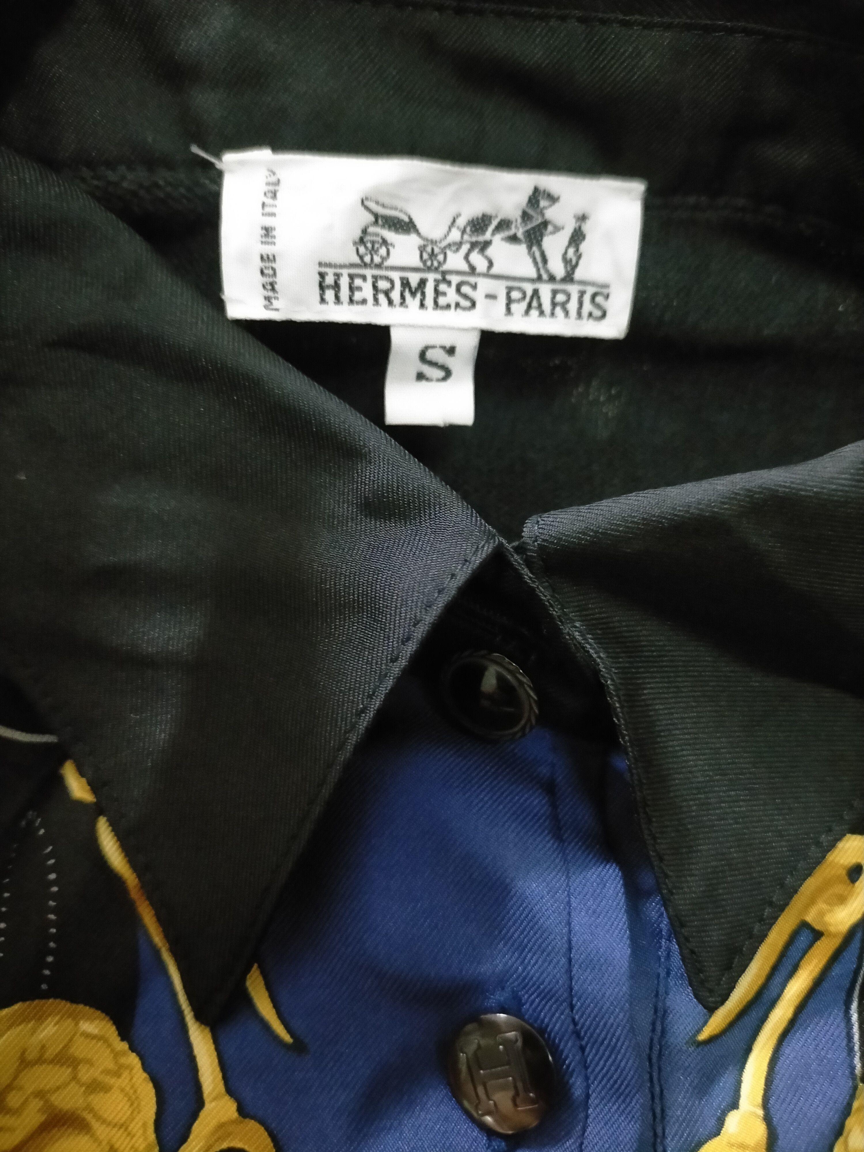 Hermes Bride de Gala Polo-shirt in printed silk & black knit Hermès Size S / US 4 / IT 40 - 6 Thumbnail