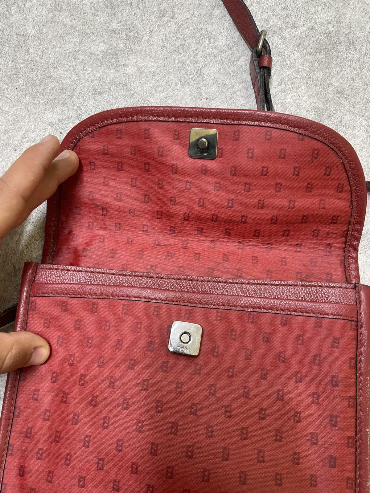 Fendi Vintage Fendi Red Zucca Monogram Shoulder Bag Size ONE SIZE - 9 Thumbnail