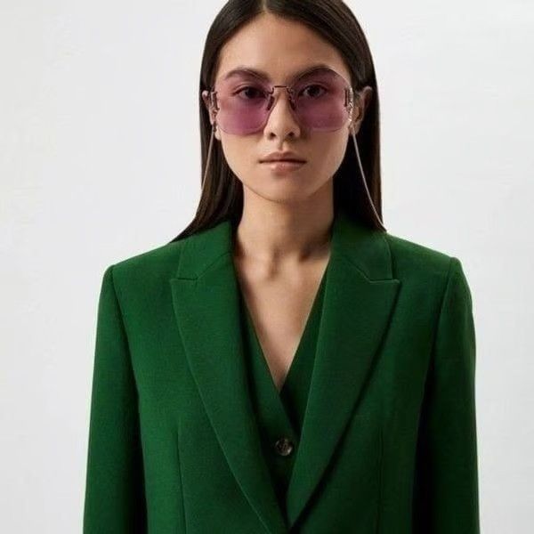 Gucci Gucci Women Sunglasses Gold Chain Violet Round GG1203S 001 Size ONE SIZE - 11 Thumbnail