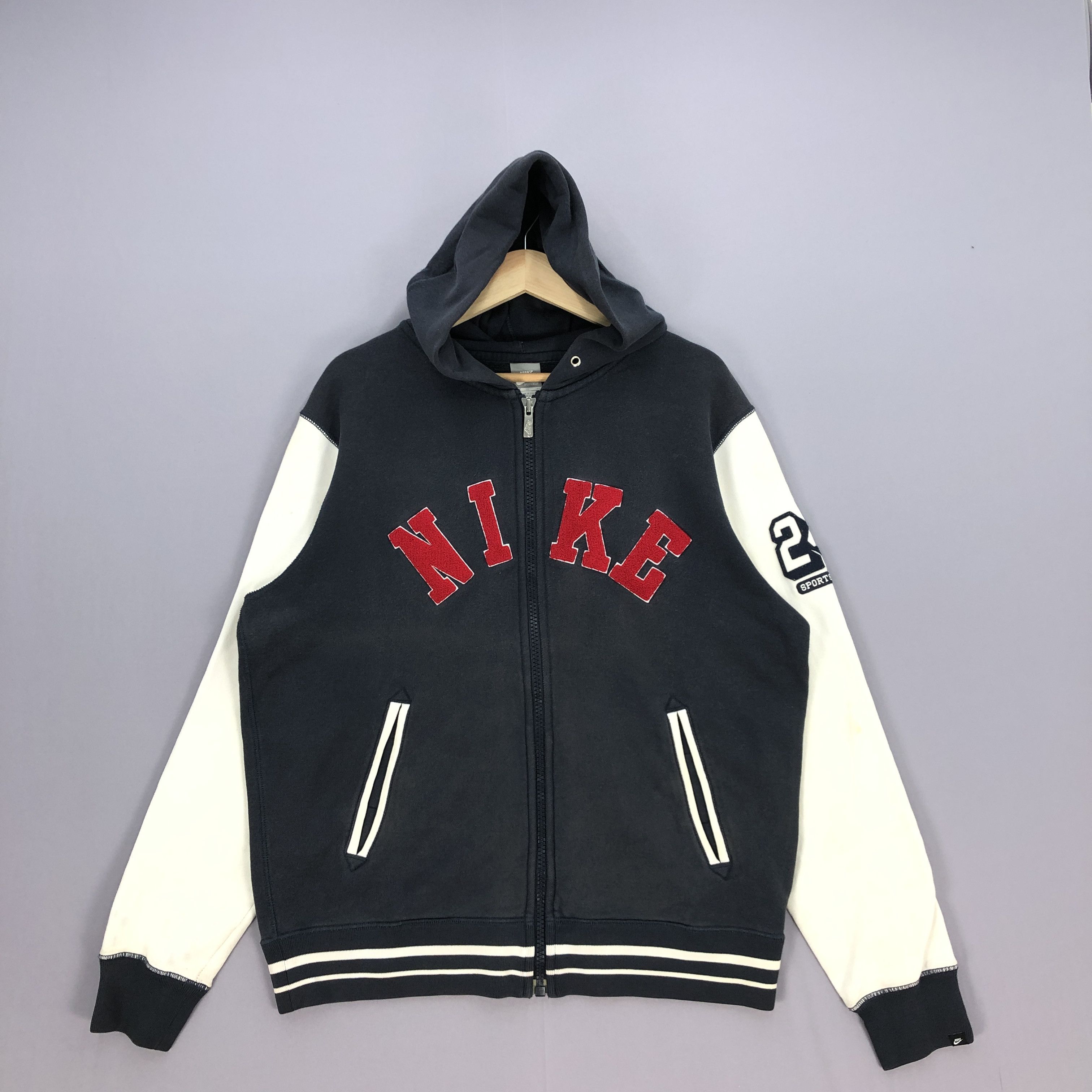 Nike × Vintage Vintage Nike Sweater Hoodie Nike Swoosh Hooded Sweatshirt Size US XL / EU 56 / 4 - 2 Thumbnail