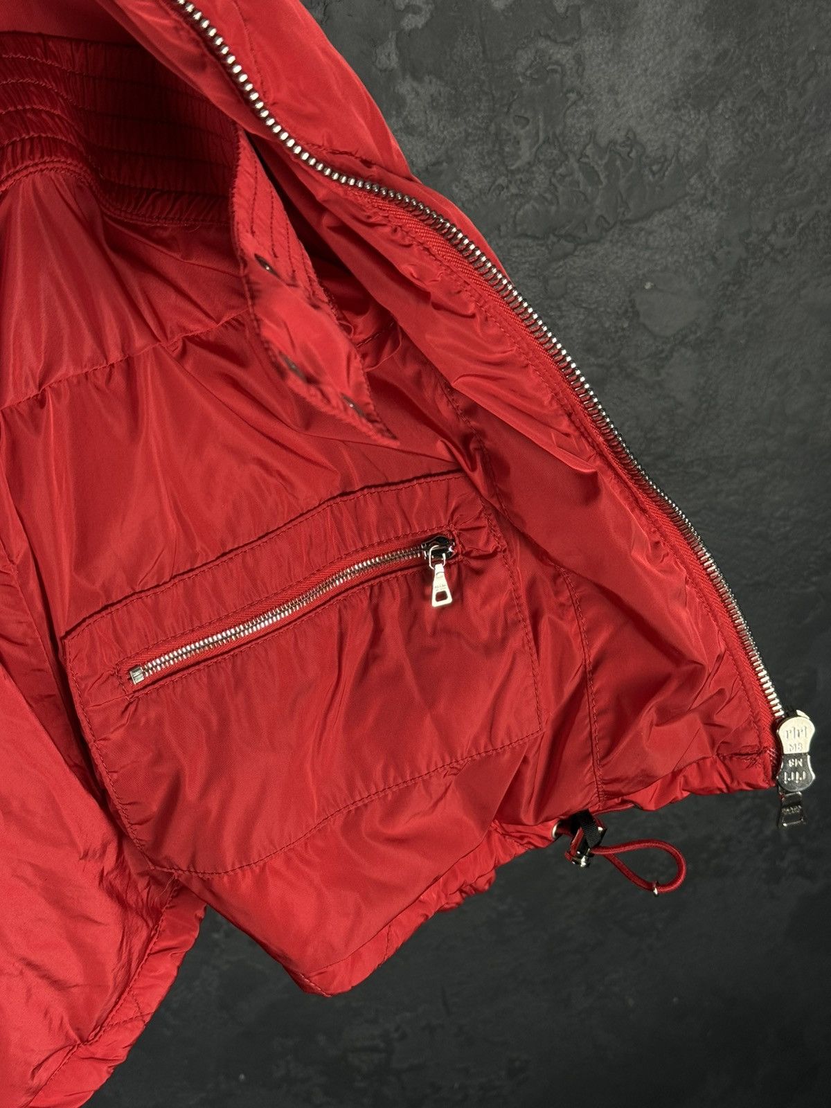 Prada 2008 Prada Red Diamond Women’s Quilted Puffer Jacket Size XL / US 12-14 / IT 48-50 - 14 Thumbnail