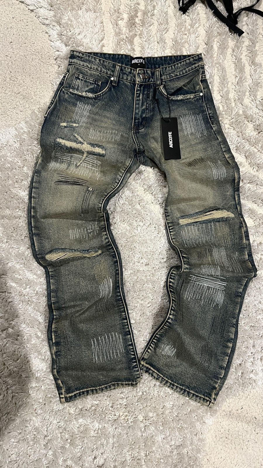 Japanese style ARCLYF distressed denim