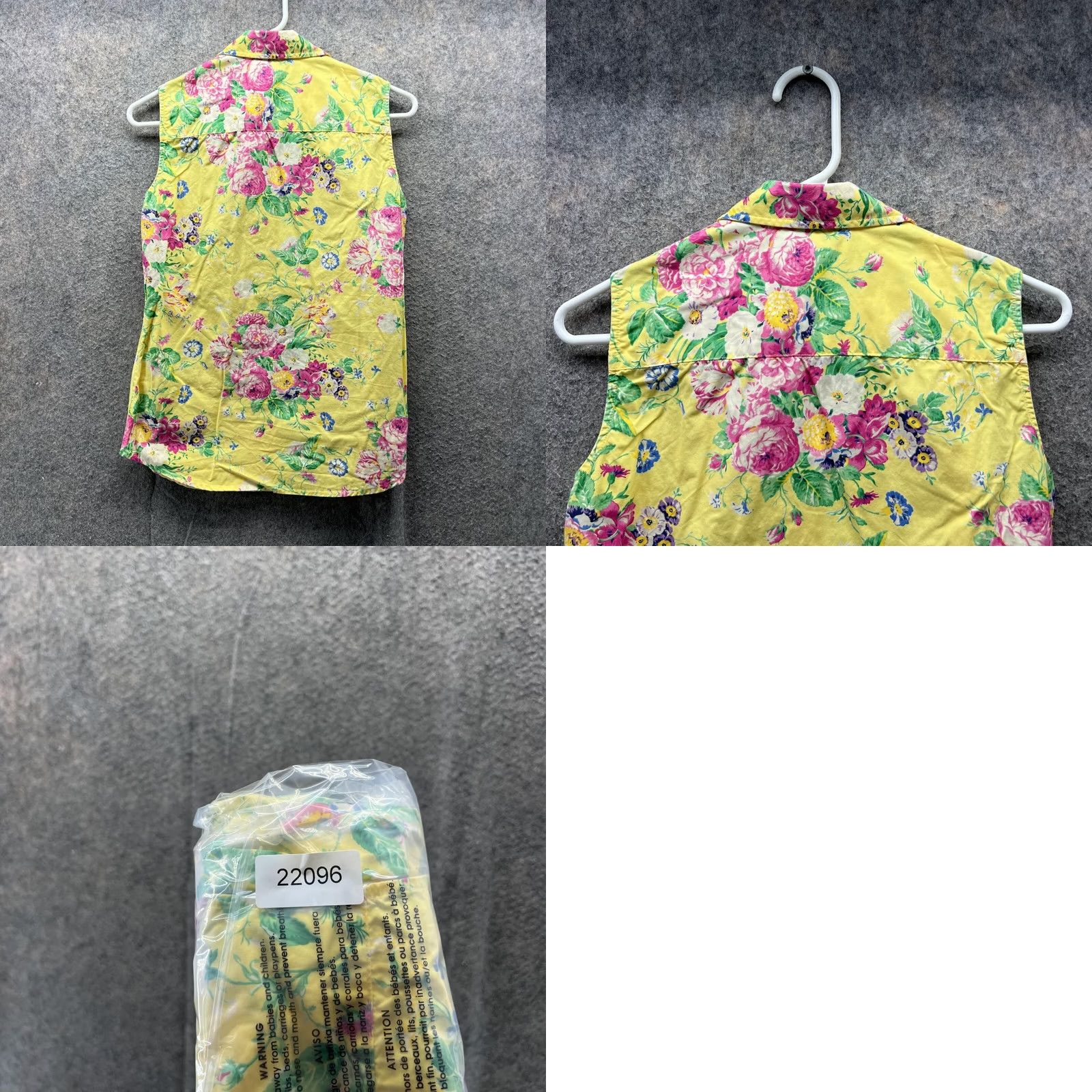 Ralph Lauren VINTAGE Lauren Ralph Lauren Shirt Women Small Floral Yellow Casual Button Down Sleeveless Size S / US 4 / IT 40 - 8 Thumbnail