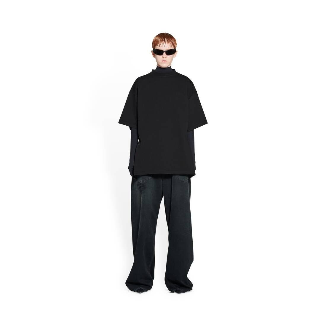 Balenciaga oc11z0625 Hourglass T- Shirt Medium Fit in Black Size L / US 10 / IT 46 - 2 Thumbnail