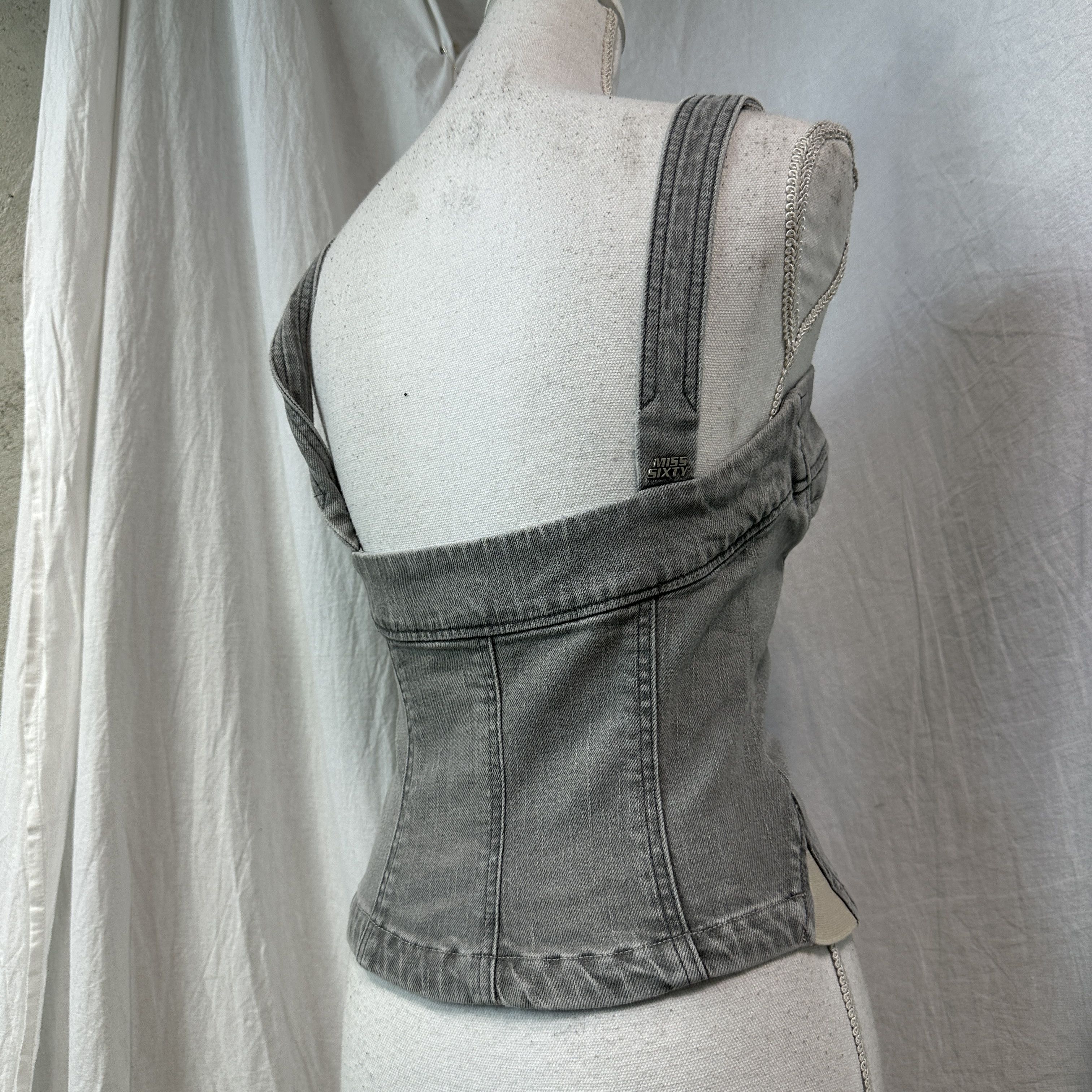 Vintage Vintage Avant Garde Denim Miss Sixty Jeans Corset / Top Y2K Size S / US 4 / IT 40 - 6 Thumbnail