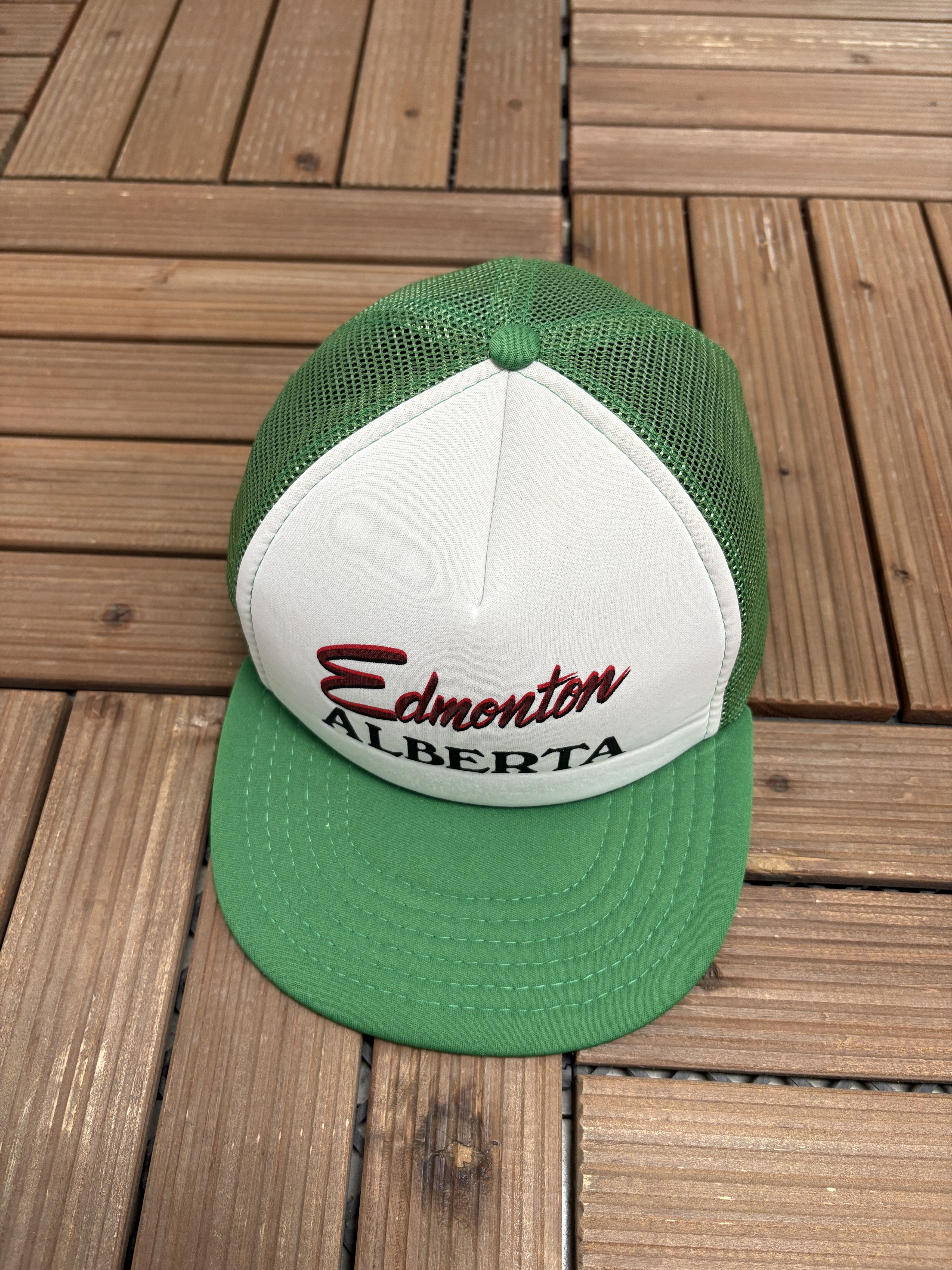Vintage Edmonton, Alberta Vintage White Trucker Snap Back Hat Cap Size ONE SIZE - 1 Thumbnail