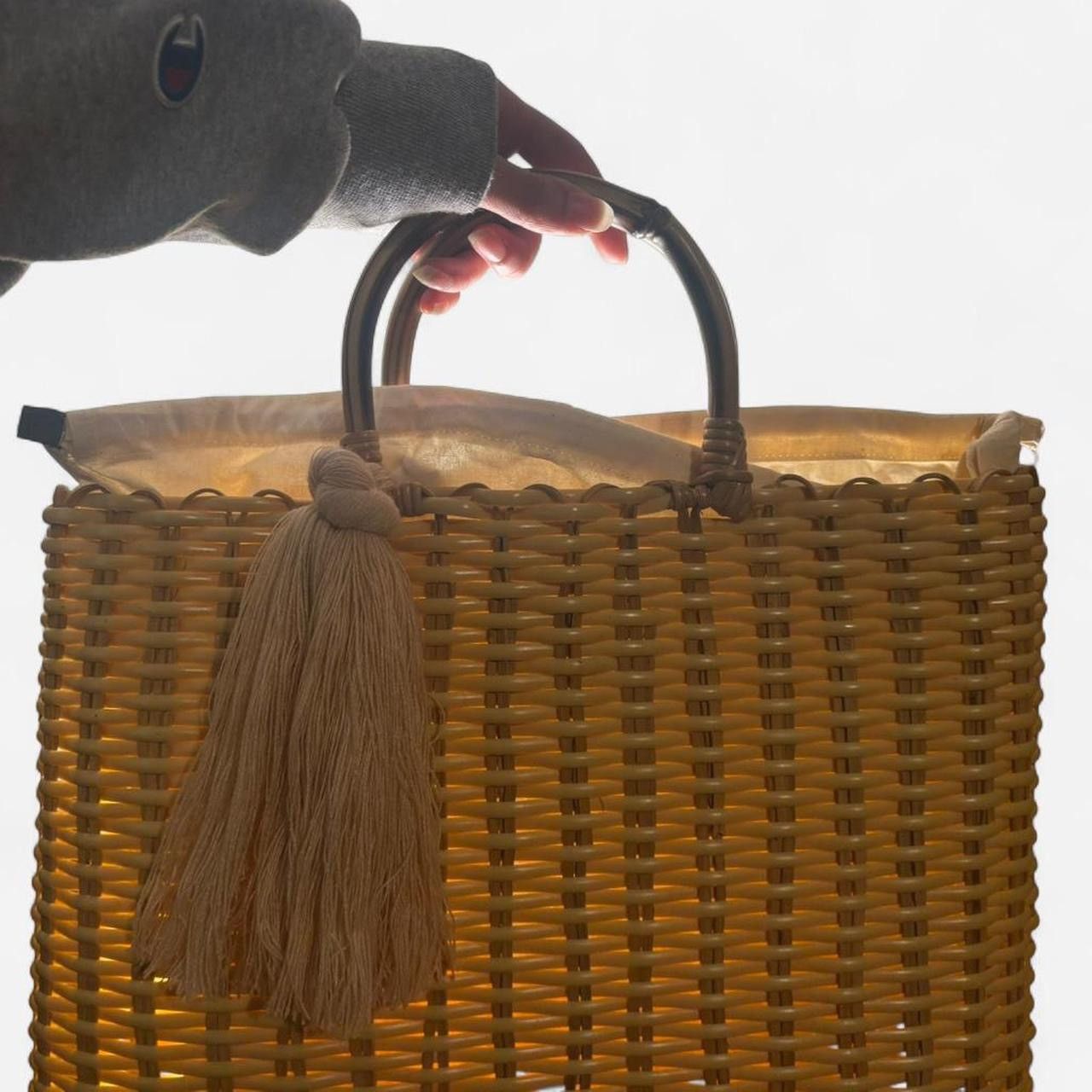 Other Tote Bag w/ Bamboo Handles & Tassel / Summer Market Beach Size ONE SIZE - 5 Thumbnail