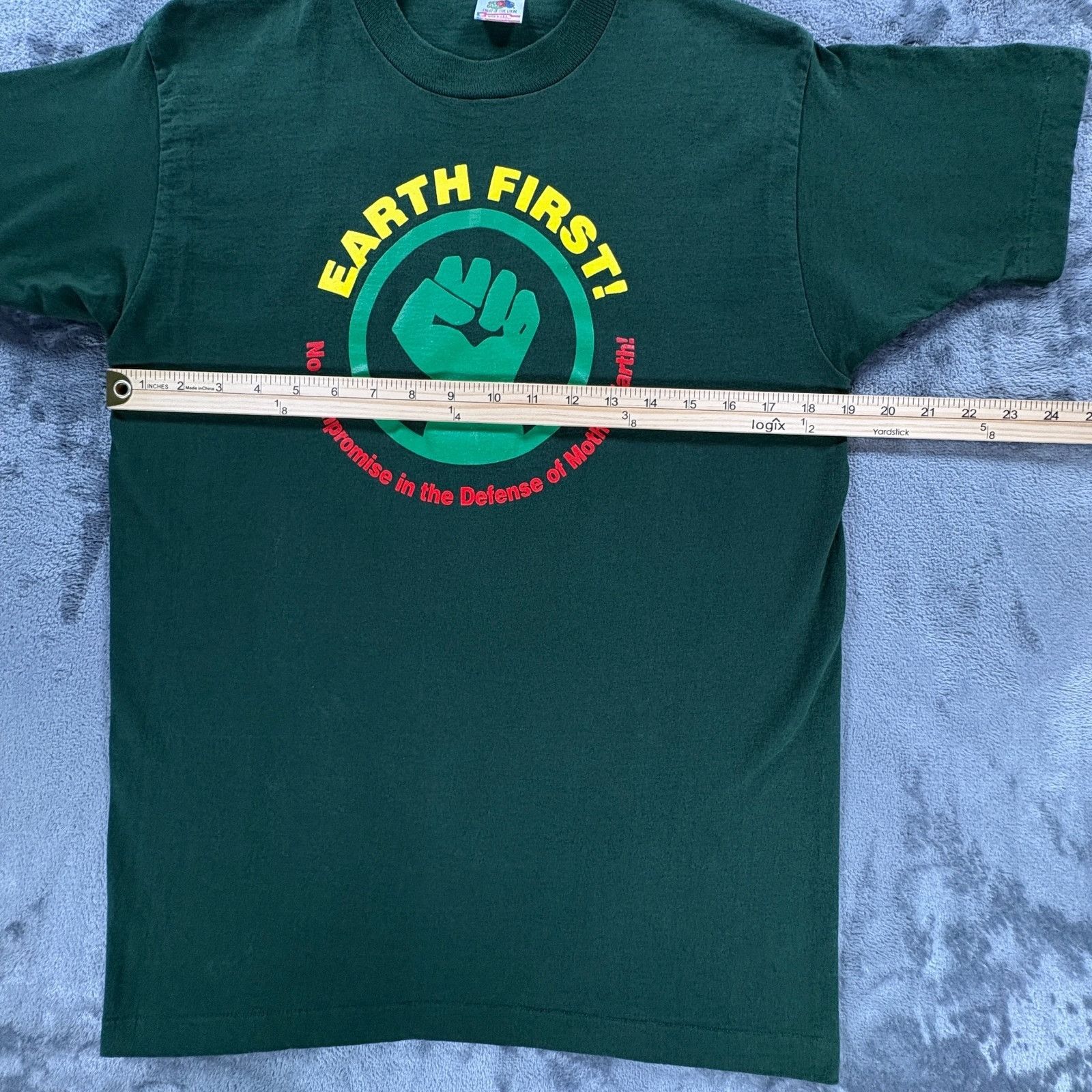 Fruit Of The Loom Vintage 1996 Earth First Shirt Mens M Green Single Stitch US Size US M / EU 48-50 / 2 - 7 Thumbnail