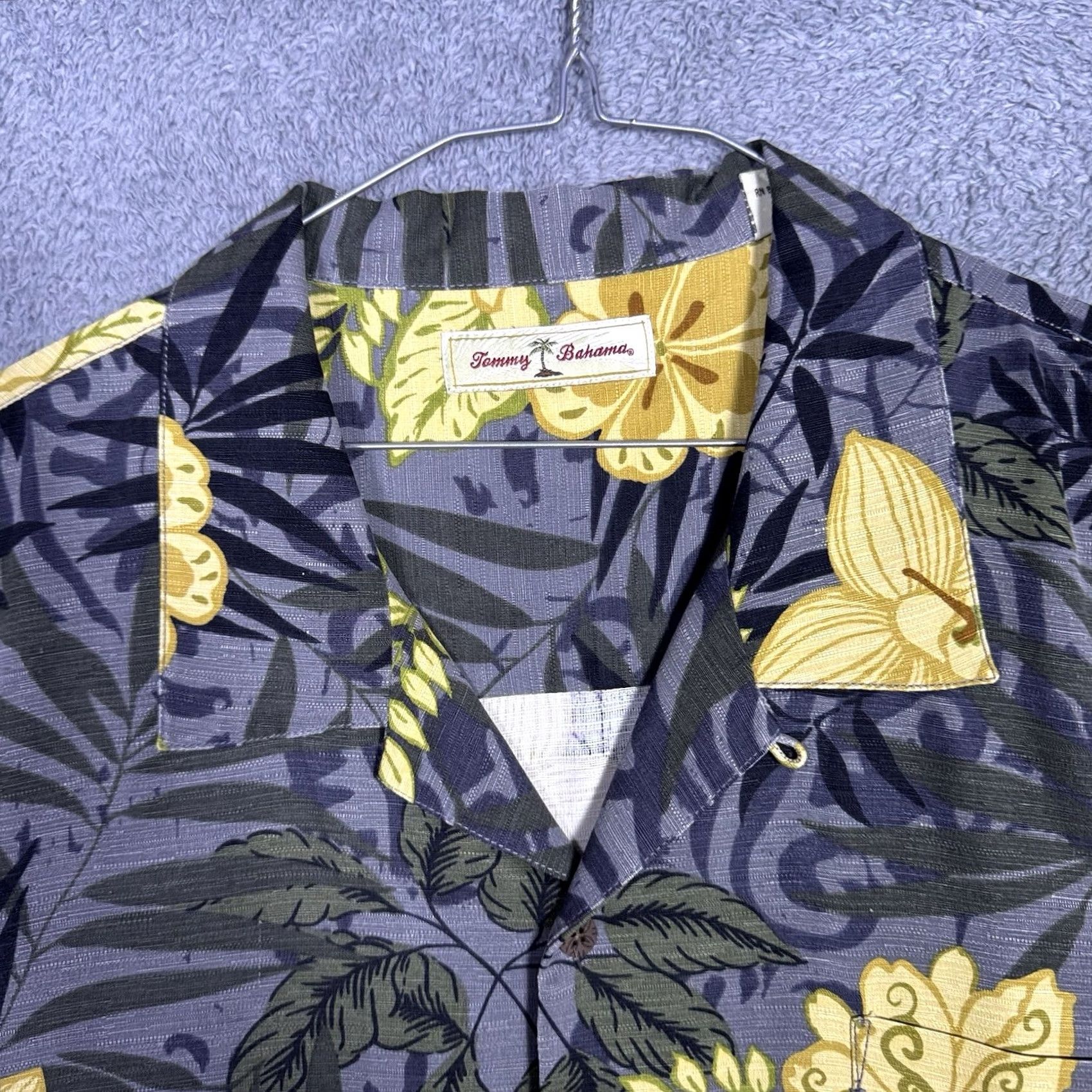Tommy Bahama Tommy Bahama Shirt Mens 2XL Camp Floral 100% Silk IslandZone Hawaiian Shirt, Yellow, Short Sleeve, Button-Up, Casual/Night, Beach Resortwear Mens Size US XXL / EU 58 / 5 - 6 Thumbnail
