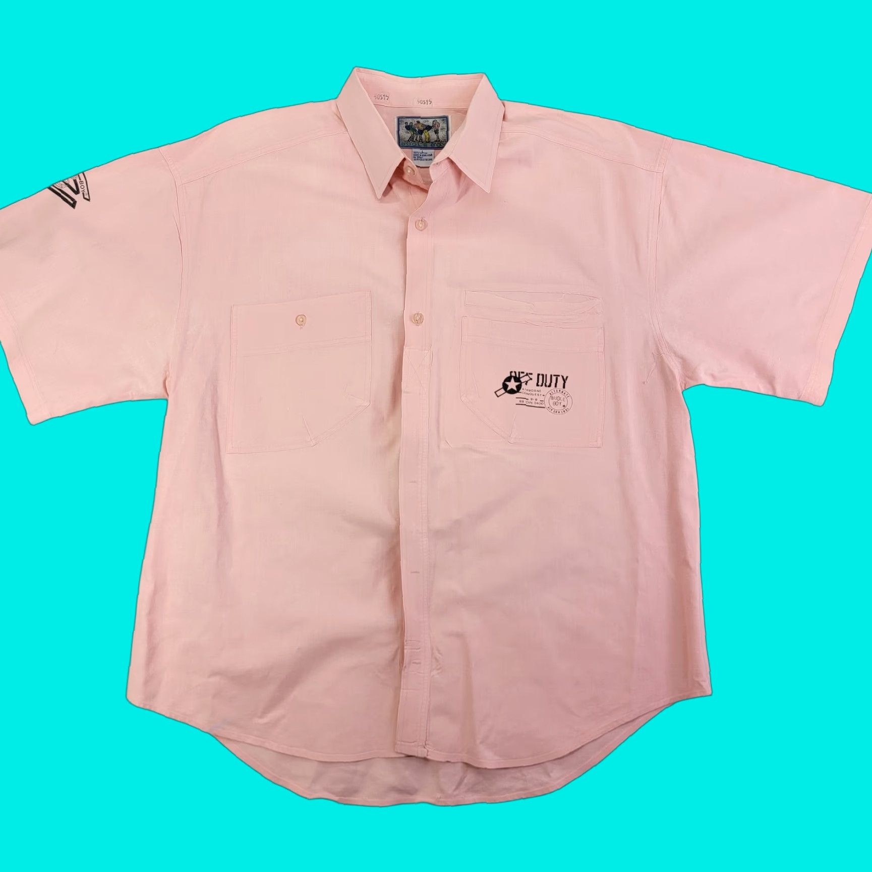 Bugle Boy VINTAGE Bugle Boy Shirt Mens Large Pink Short Sleeve Button Front Off Duty 90s Size US L / EU 52-54 / 3 - 1 Thumbnail