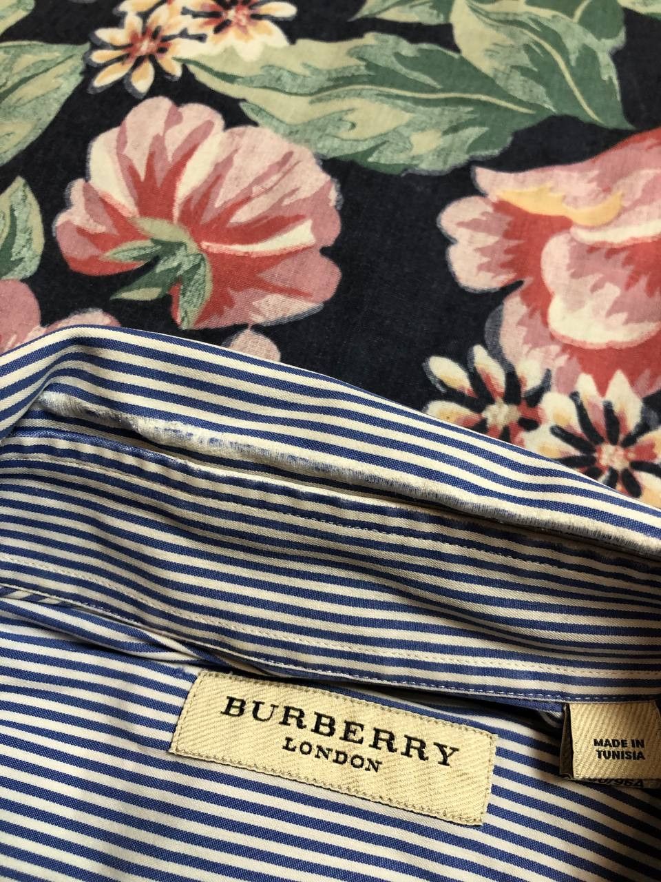 Burberry BURBERRY LONDON Mens Dress Shirt Blue Stripes Size US L / EU 52-54 / 3 - 8 Thumbnail