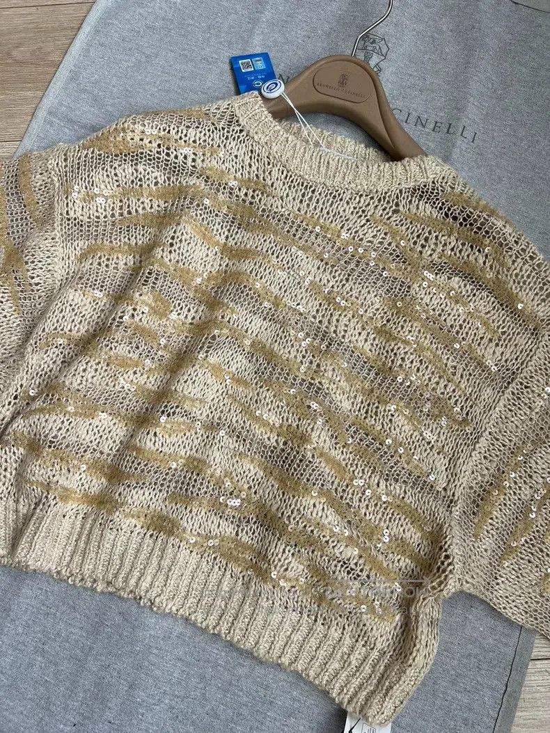 Brunello Cucinelli Brunello Cucinelli Sequined Silk Linen Knit Top Size M / US 6-8 / IT 42-44 - 4 Thumbnail