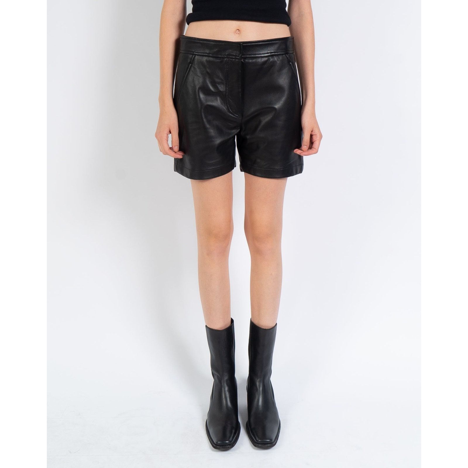 Haider Ackermann SS20 Miza Black Leather Shorts Size 26" / US 2 / IT 38 - 1 Thumbnail