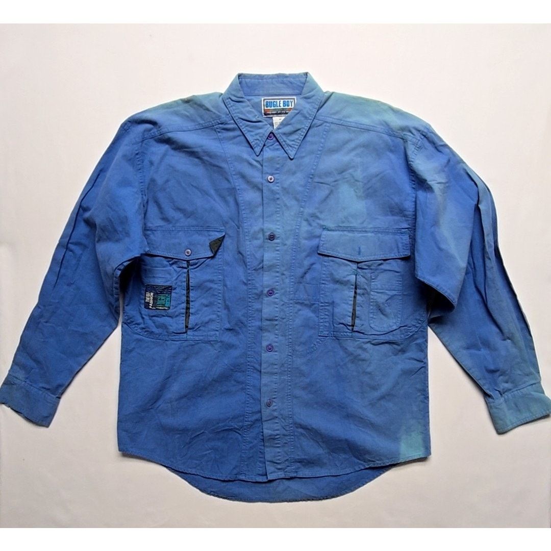 Bugle Boy Vintage Bugle Boy Blue Button-Up Logo Patch M Shirt 90s Size US XL / EU 56 / 4 - 1 Thumbnail