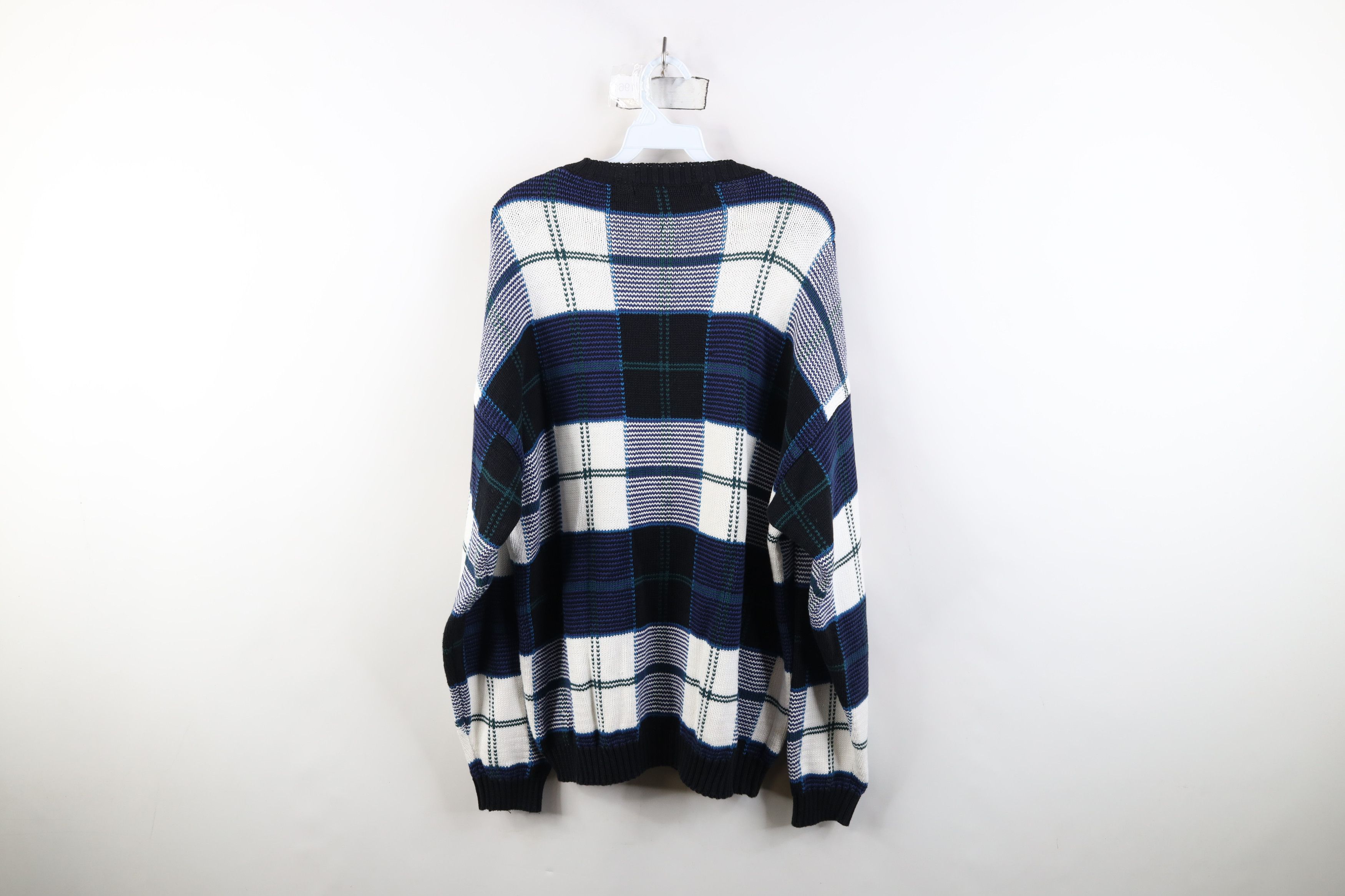 Vintage Vintage 90s Streetwear Heavy Cotton Knit Sweater Plaid Size US XL / EU 56 / 4 - 11 Thumbnail