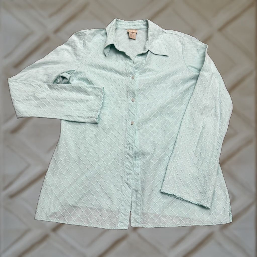Vintage VINTAGE Sigrid Olsen Check Button-Down Shirt Womens Small Green Cotton Casual Top Size S / US 4 / IT 40 - 1 Thumbnail