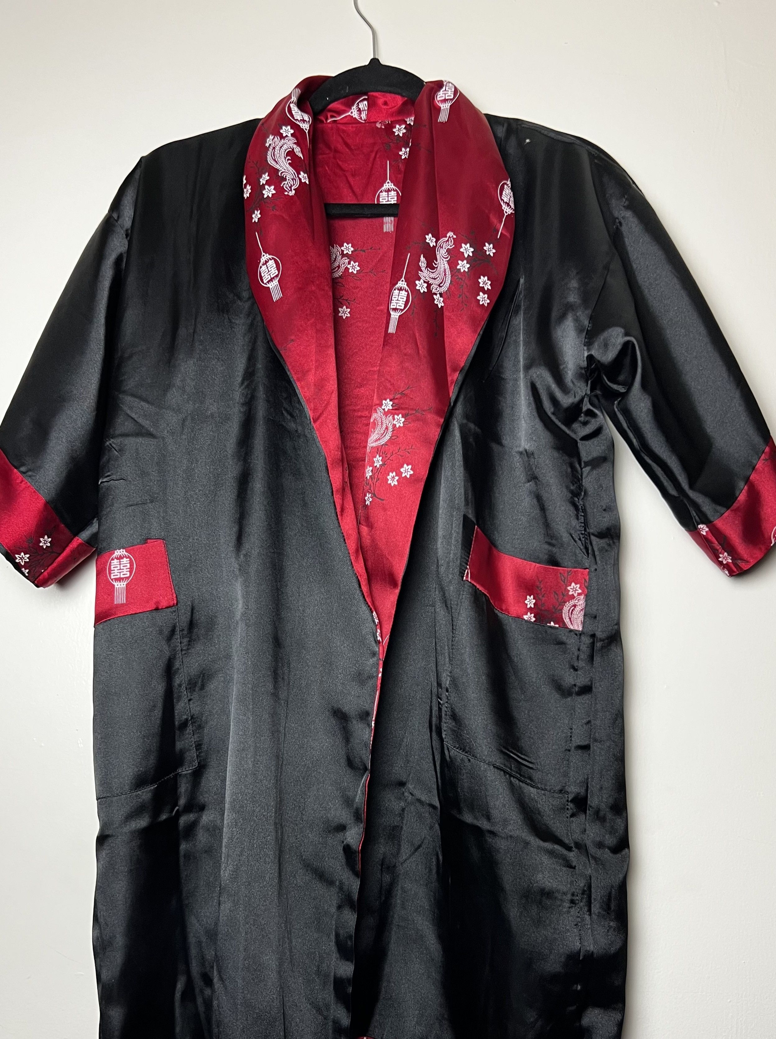Vintage Vintage Oriental Double Sided Reversible Dragon Kimono Robe Size ONE SIZE - 8 Thumbnail
