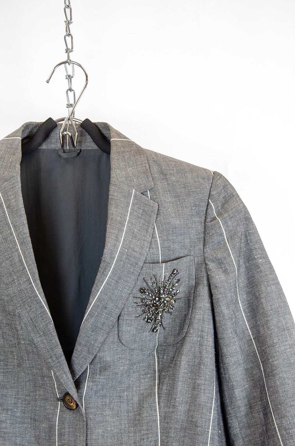 Brunello Cucinelli Brunello Cucinelli Wool Linen Pinstripe Blazer - Size IT38 Size XS / US 0-2 / IT 36-38 - 5 Thumbnail