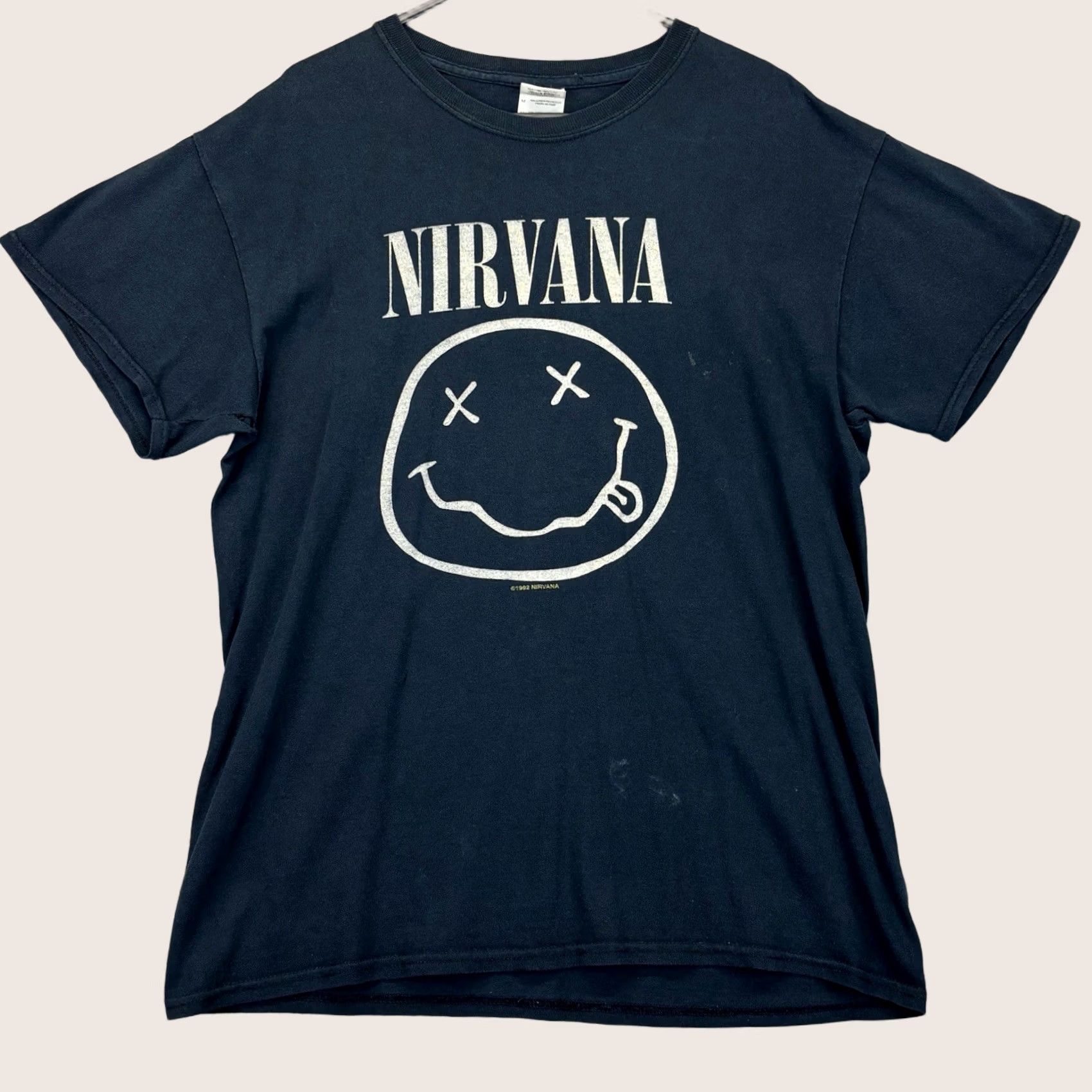 Gildan VINTAGE Nirvana T Shirt Gildan Dark Navy Smiley 1992 Grunge Size M Mens Size US M / EU 48-50 / 2 - 1 Thumbnail