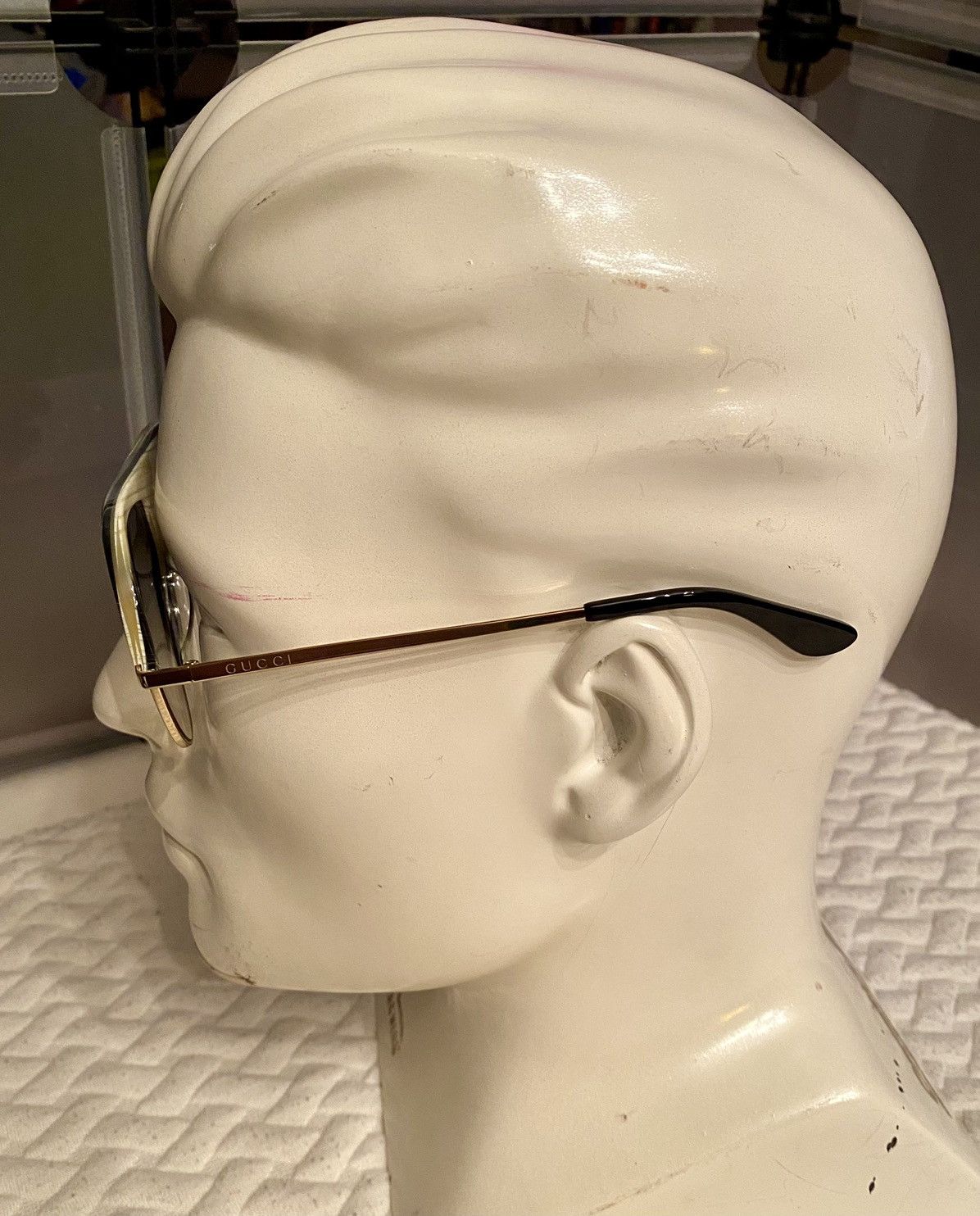 Gucci Gucci 🇯🇵 Grey/Moss Resin Amber GG Inlay Bridge Metal Gold NEW Size ONE SIZE - 9 Thumbnail
