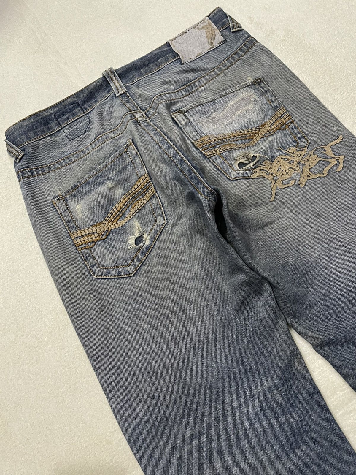 Polo Ralph Lauren Vintage Polo Denim Distress Mudwash Faded Jeans Size US 33 - 14 Thumbnail