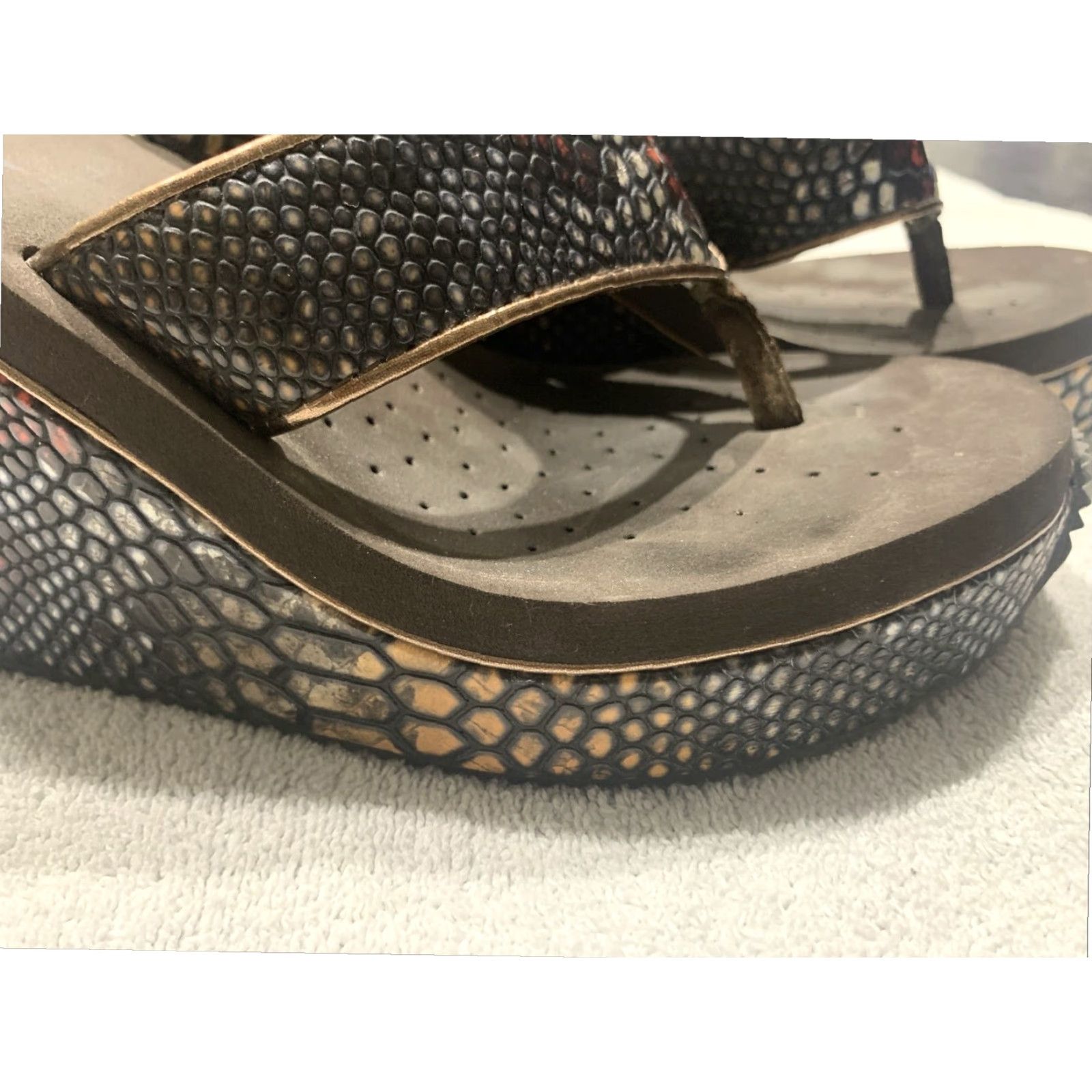 Vintage VOLATILE Snake Print Sandals Women's Size 7 Brown Frappachino Size US 7 / IT 37 - 3 Thumbnail
