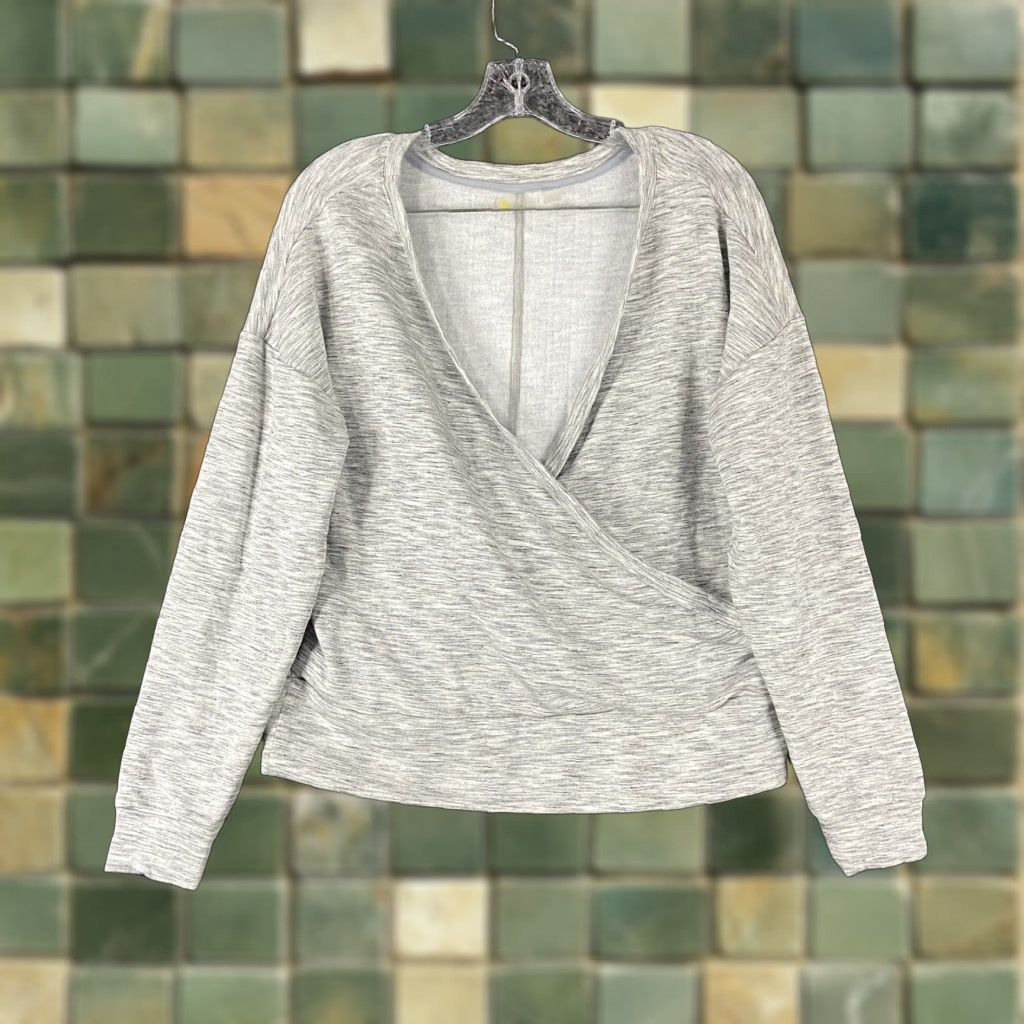 Vintage ZELLA Gray Heathered Long Sleeve V-Neck Shirt Women's Activewear Size S Size S / US 4 / IT 40 - 1 Thumbnail