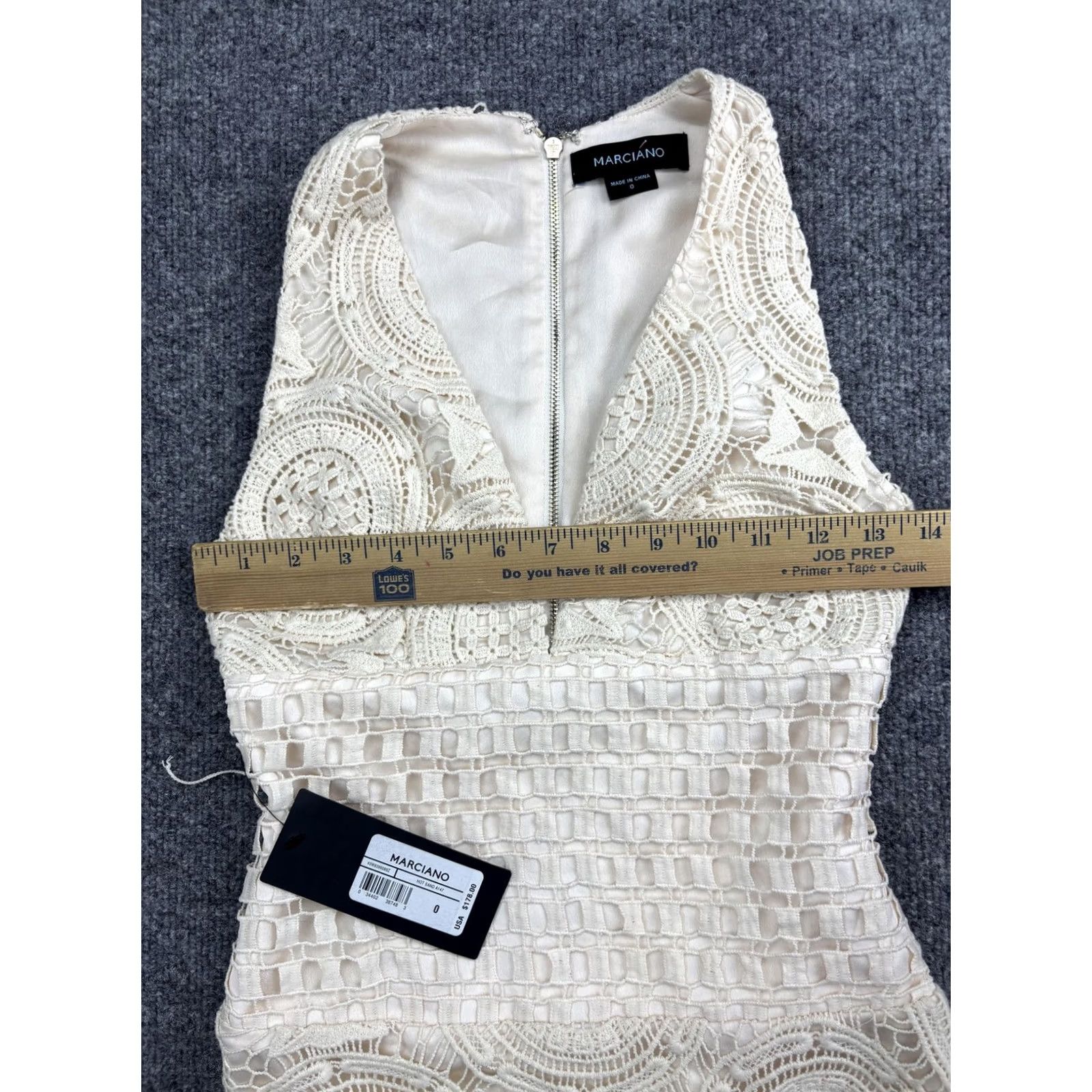 Vintage Marciano Dress Womens 0 White Lace Crochet V Neck Bodycon Mini Party Cocktail Size XS / US 0-2 / IT 36-38 - 4 Thumbnail