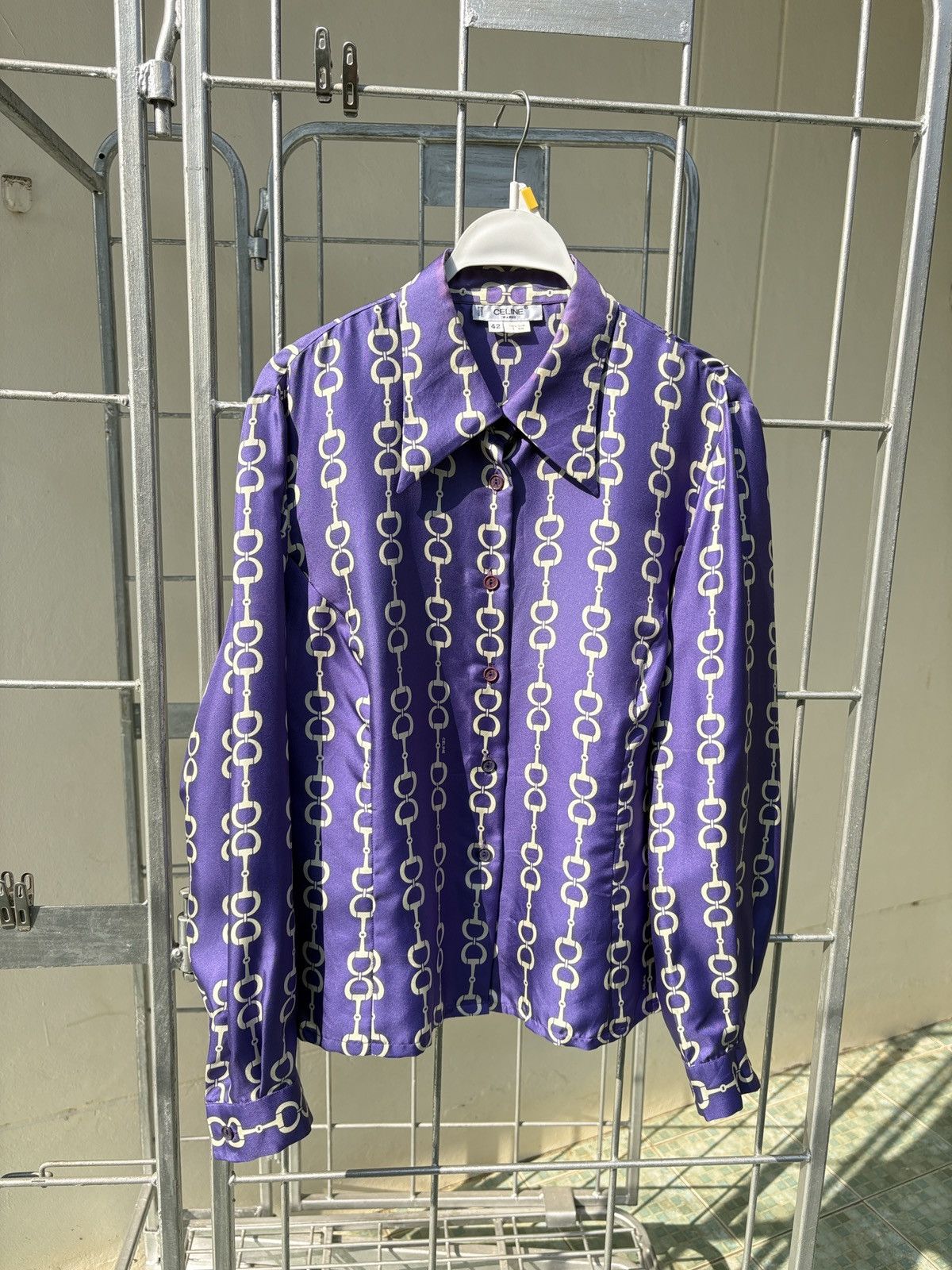 Celine Celine horsebit purple silk shirt Size M / US 6-8 / IT 42-44 - 1 Thumbnail