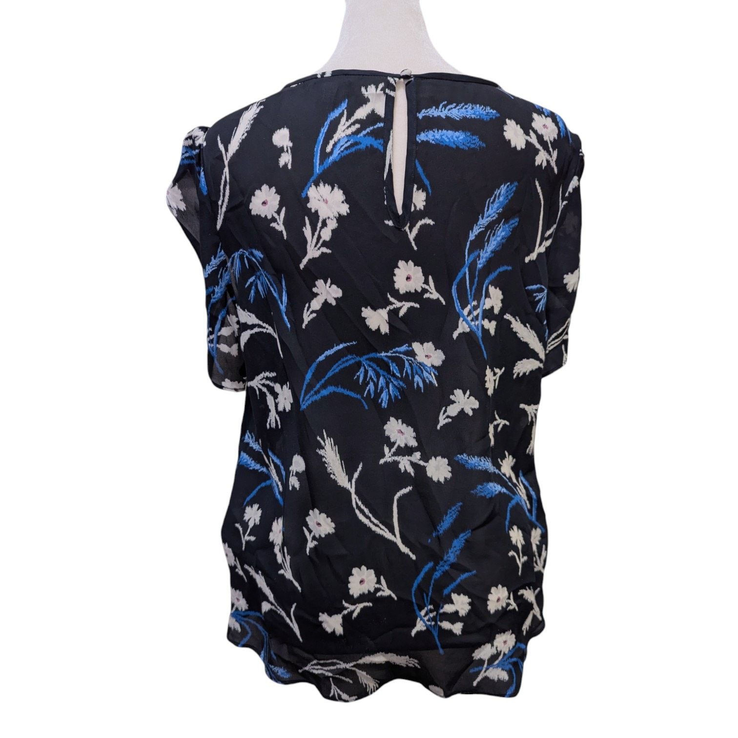 Joie Joie Wira 100% Silk Blue Floral Tulip Sleeve Top Medium Size M / US 6-8 / IT 42-44 - 3 Thumbnail