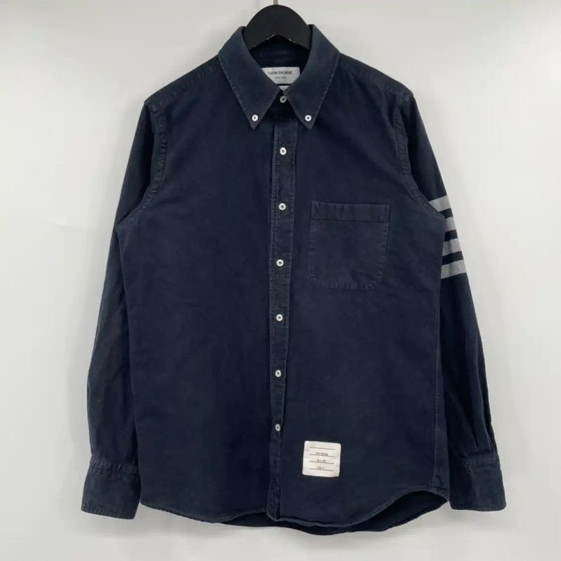 Thom Browne Thom Browne Navy Cotton Long Sleeve Shirt 0089 Size US M / EU 48-50 / 2 - 1 Thumbnail