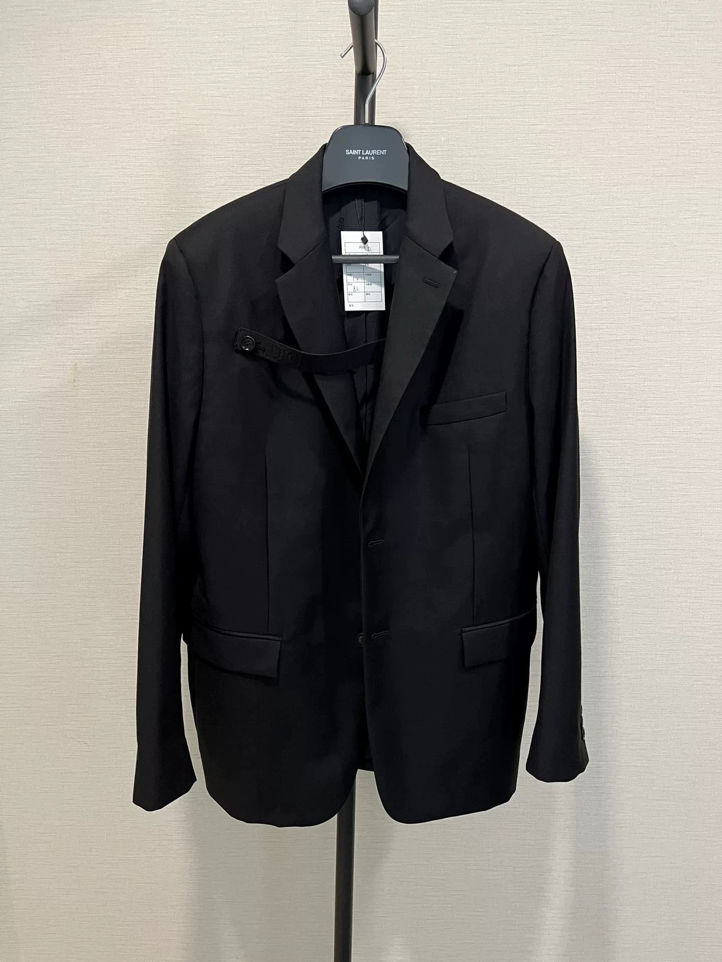 Dior Dior Men's Black Strap Logo Wool Blazer 52 (Poster) Size 52R - 1 Thumbnail