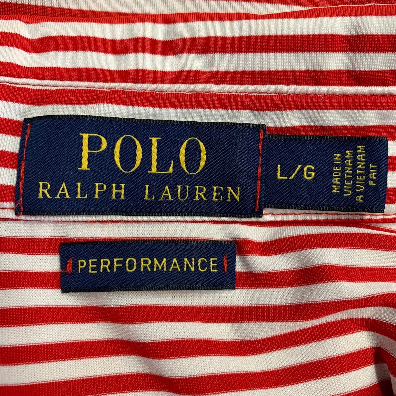 Polo Ralph Lauren Size L Red White Stripe Polyester Blend Polo Size US L / EU 52-54 / 3 - 4 Thumbnail