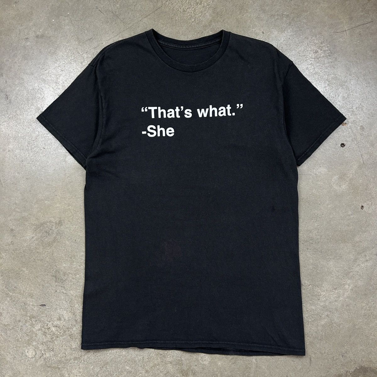 Vintage 1990s Wording Tee - That’s What She Size US M / EU 48-50 / 2 - 5 Thumbnail