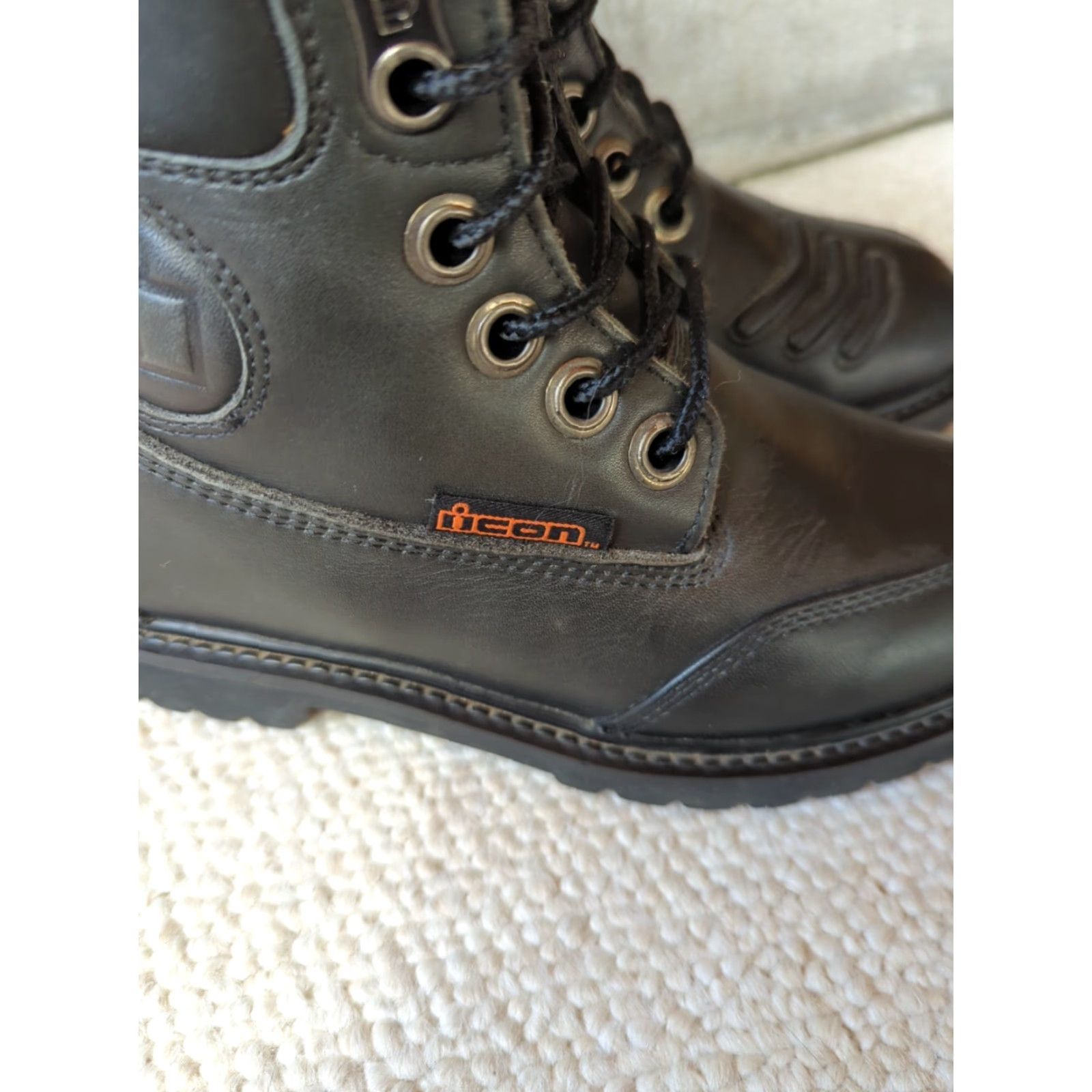 Vintage Icon 1000 Womens Boots Black Leather Ankle Round Toe Lace Up Motorcycle Gothic Grunge 5 US Womens Shoes Size 27" / US 4 / IT 40 - 3 Thumbnail