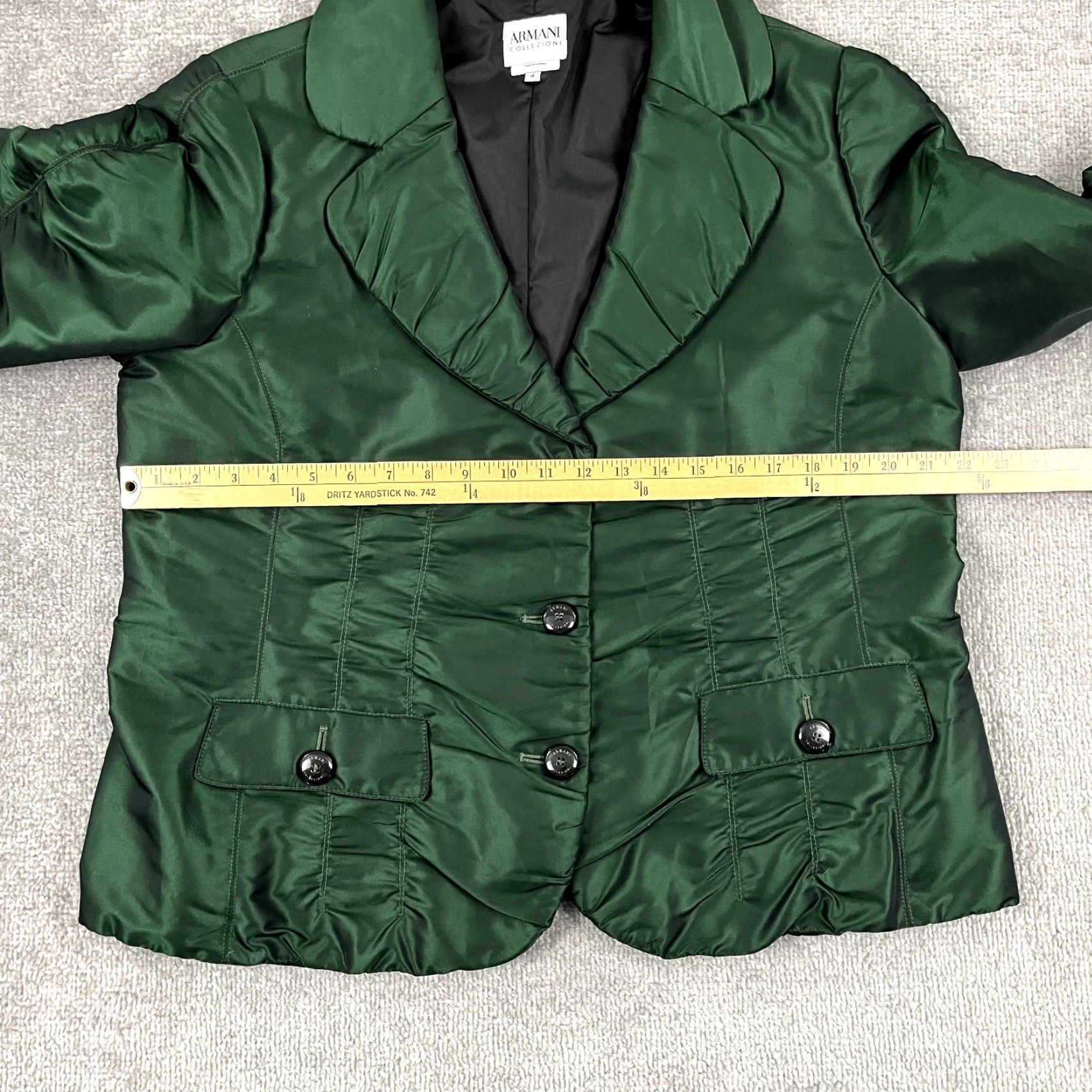 Armani ARMANI COLLEZIONI Blazer Womens Size 16 Emerald Green Jacket Mid-Length Lined Regular 3-Button Sleeve Long Sleeve Dry Clean Only Vintage No Size XXL / US 16-18 / IT 52-54 - 4 Thumbnail