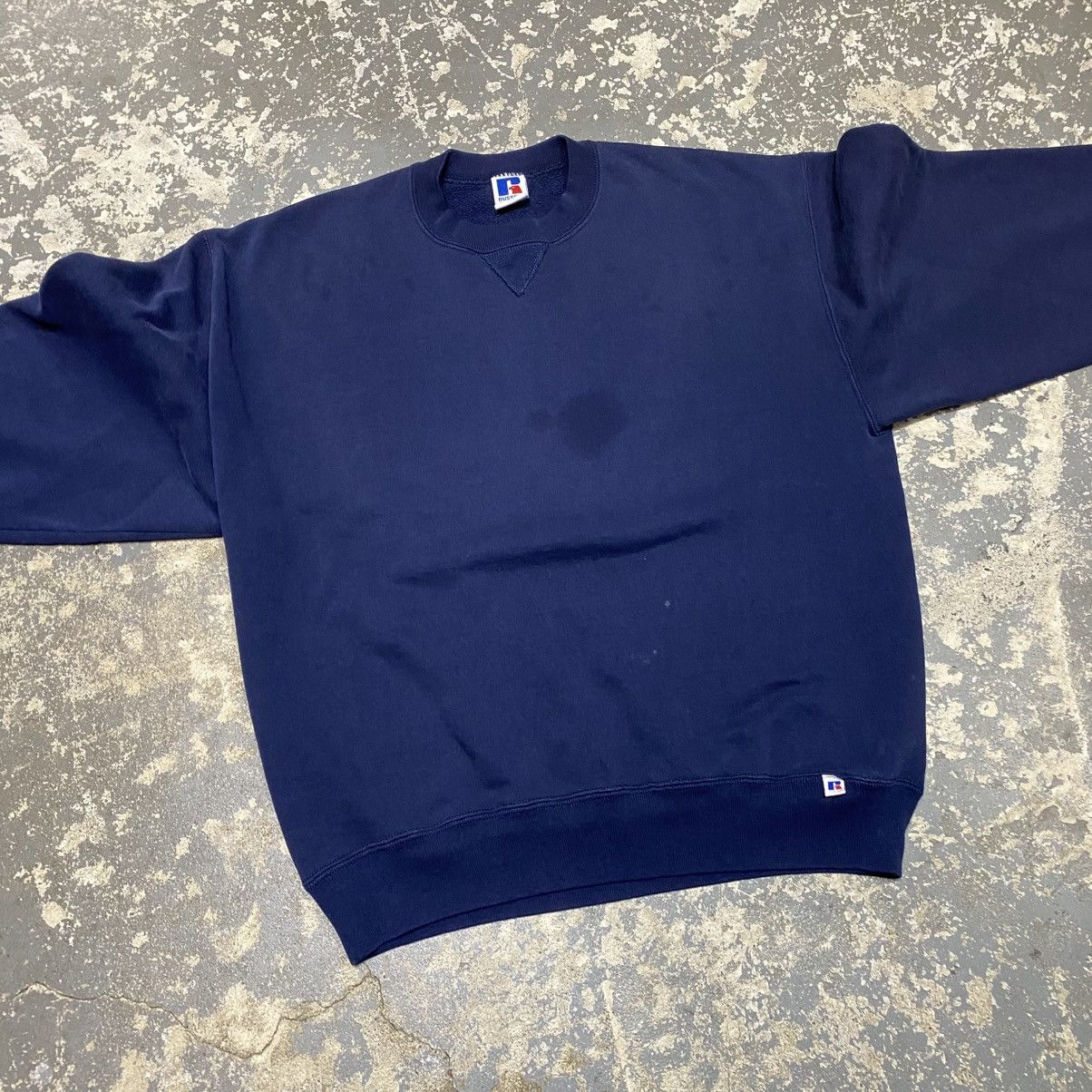 Russell Athletic × Vintage Vintage Russell Athletic Navy Blank Boxy Crewneck Hoodie USA Size US L / EU 52-54 / 3 - 3 Thumbnail