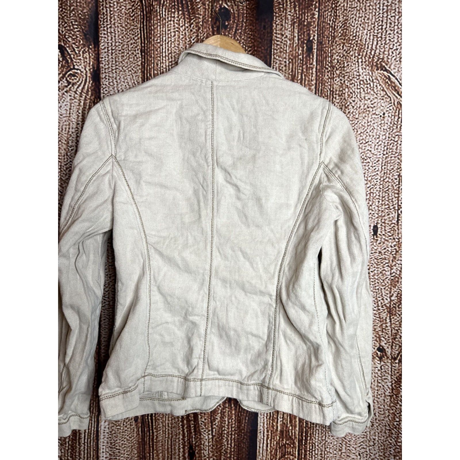 J. Jill VINTAGE J Jill Linen Cotton Lapel 3 Pocket 2 Button Jacket Beige Women Blazer Jacket, Shirt? Size M / US 6-8 / IT 42-44 - 3 Thumbnail