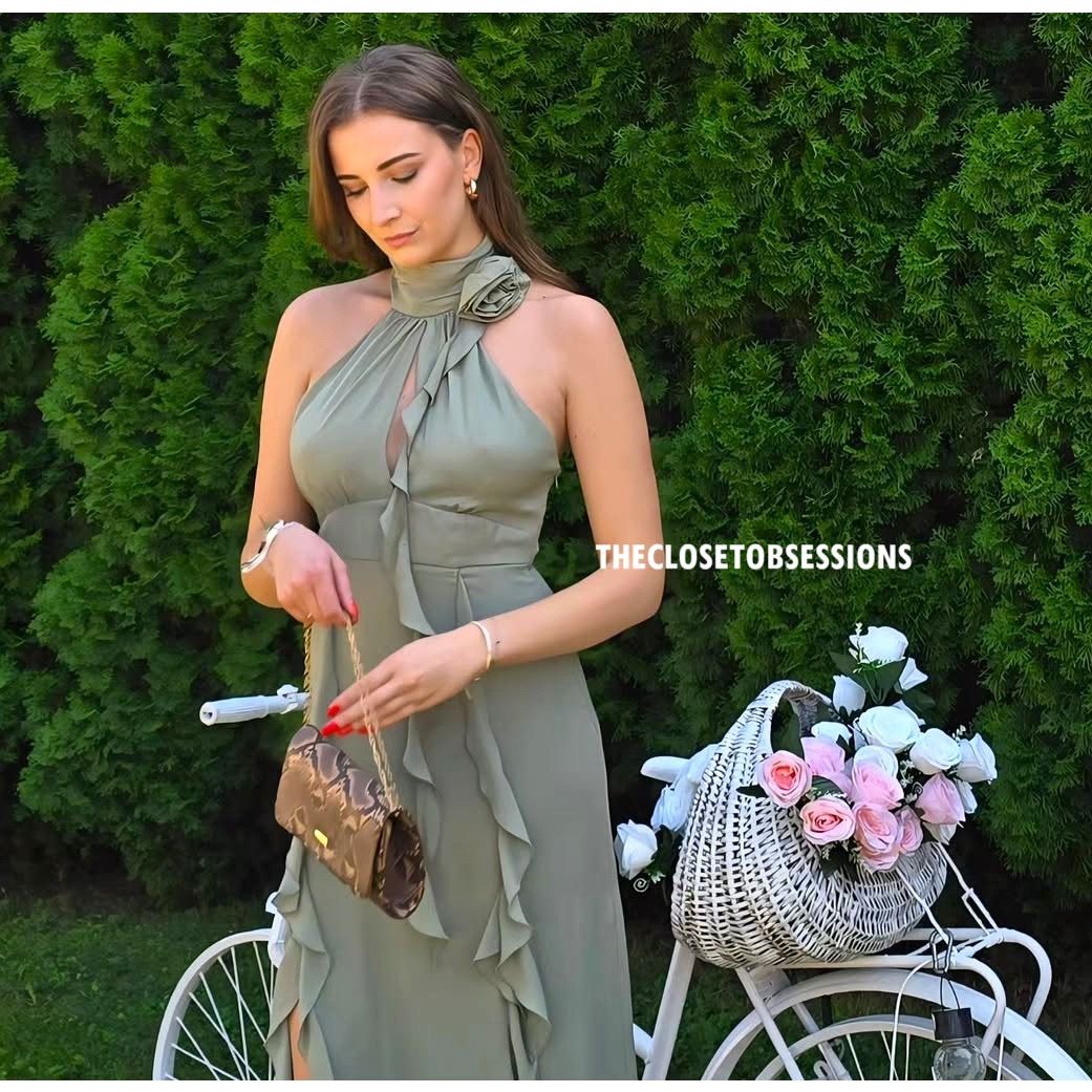 Zara ZARA Green Halter Midi Dress NWT Size M / US 6-8 / IT 42-44 - 10 Thumbnail