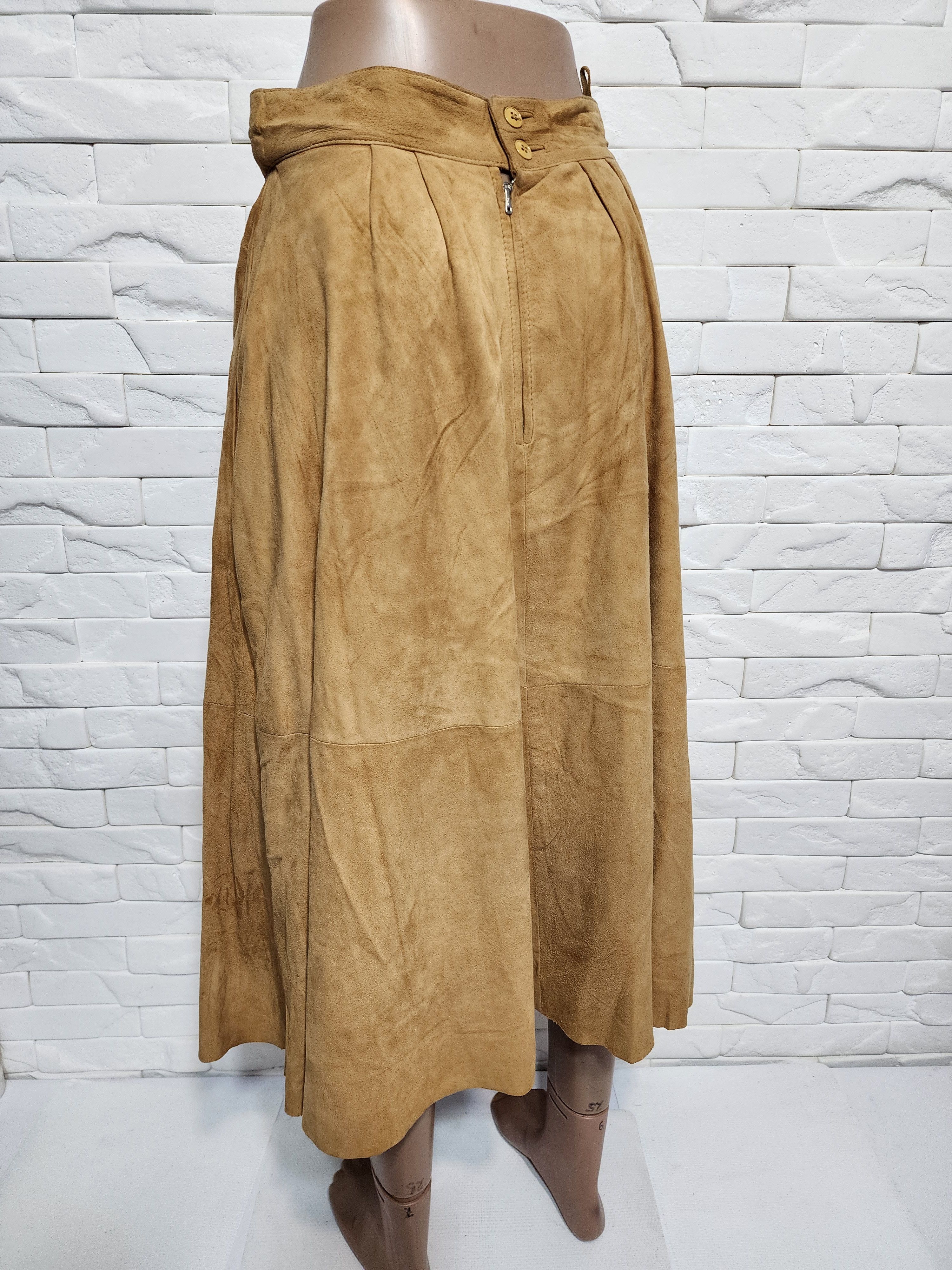 Other Brown Flared Leather Skirt with Pockets. Size 28" / US 6 / IT 42 - 5 Thumbnail