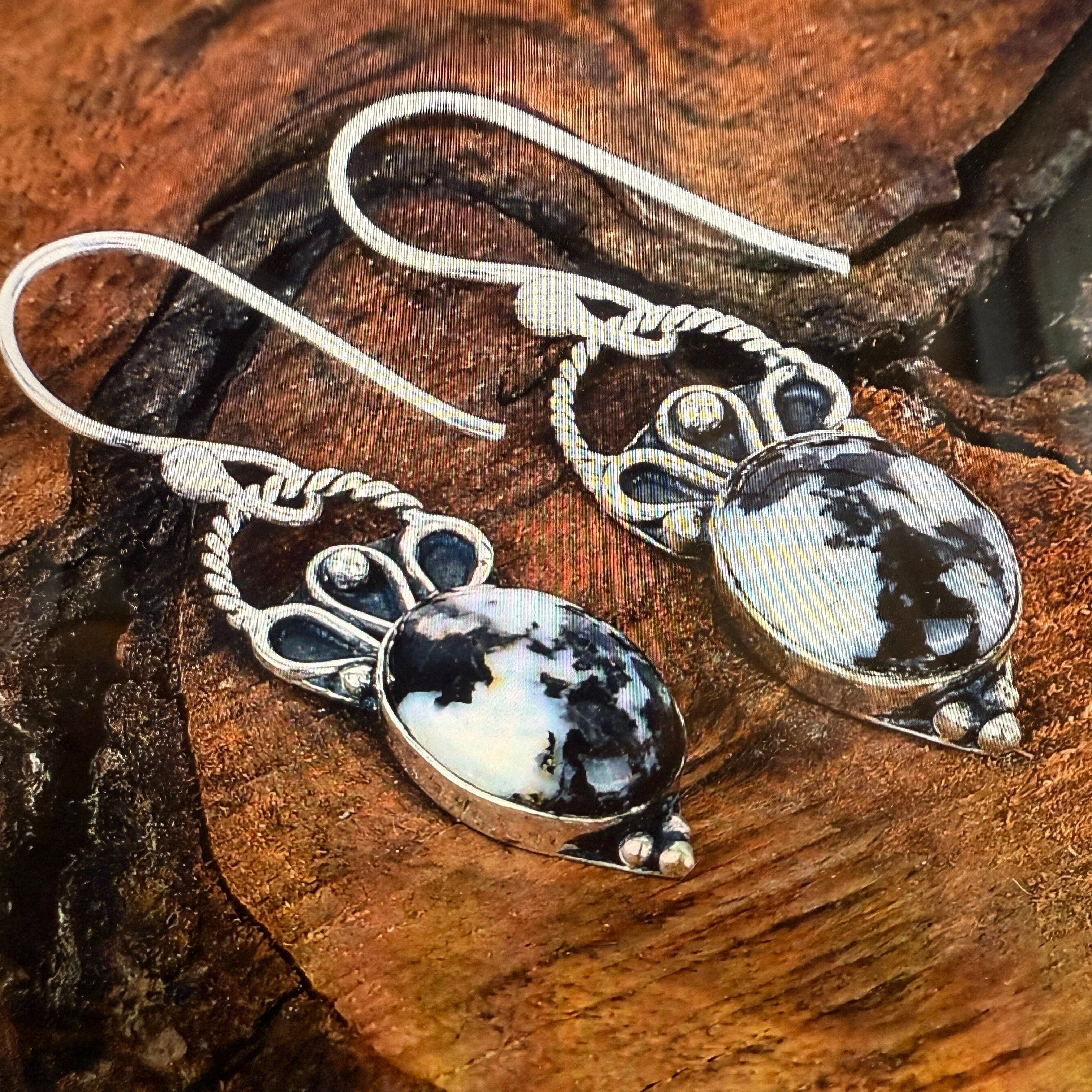 Other White Buffalo Dahlia Turquoise Sterling Silver Earrings Size ONE SIZE - 1 Thumbnail