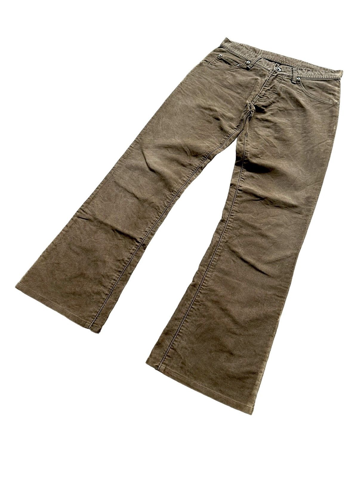 Tete Homme 00's Tete Homme moleskin mudwash khakis flared pant Size US 31 - 4 Thumbnail